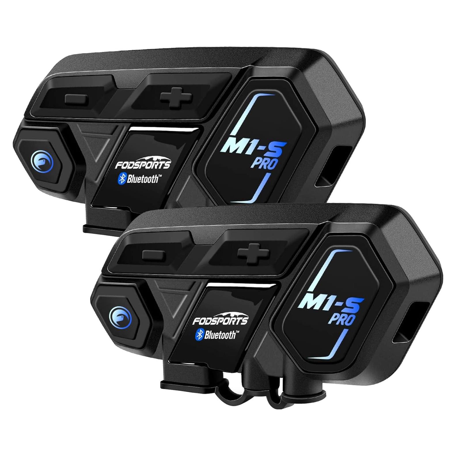 Fodsports Motorcycle Bluetooth Intercom with Music Sharing, M1S Pro 2000m 8 Riders Group Helmet Communication System Headset Universal Interphone (Waterproof/Handsfree/Stereo Music/GPS/2 Pack)
