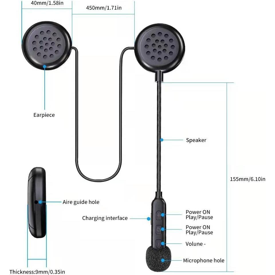 Auriculares Bluetooth JZAQ BT40 para Casco de Motocicleta IP67