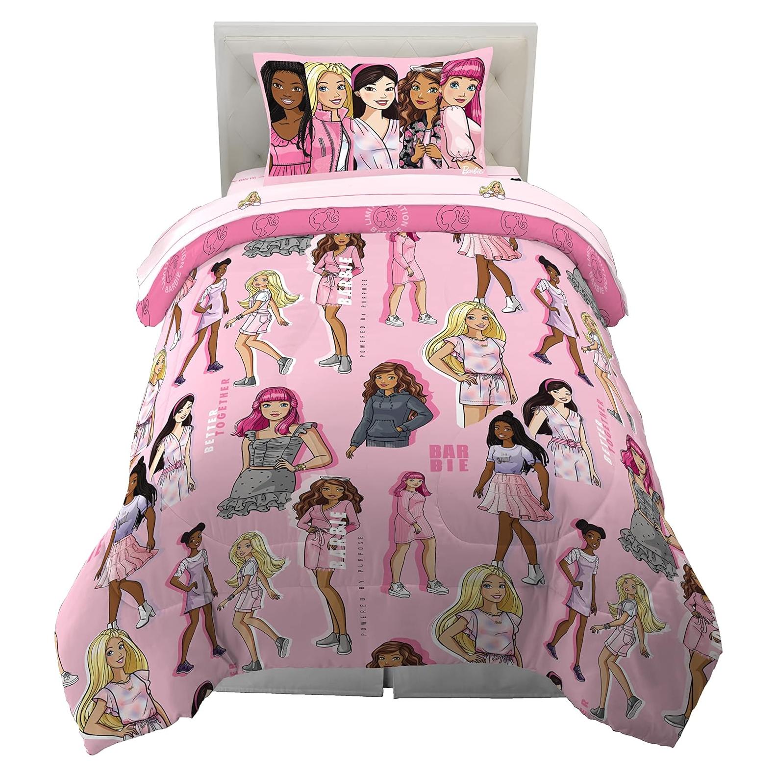 Juego de Cama Barbie Franco 5 Piezas Individual Microfibra