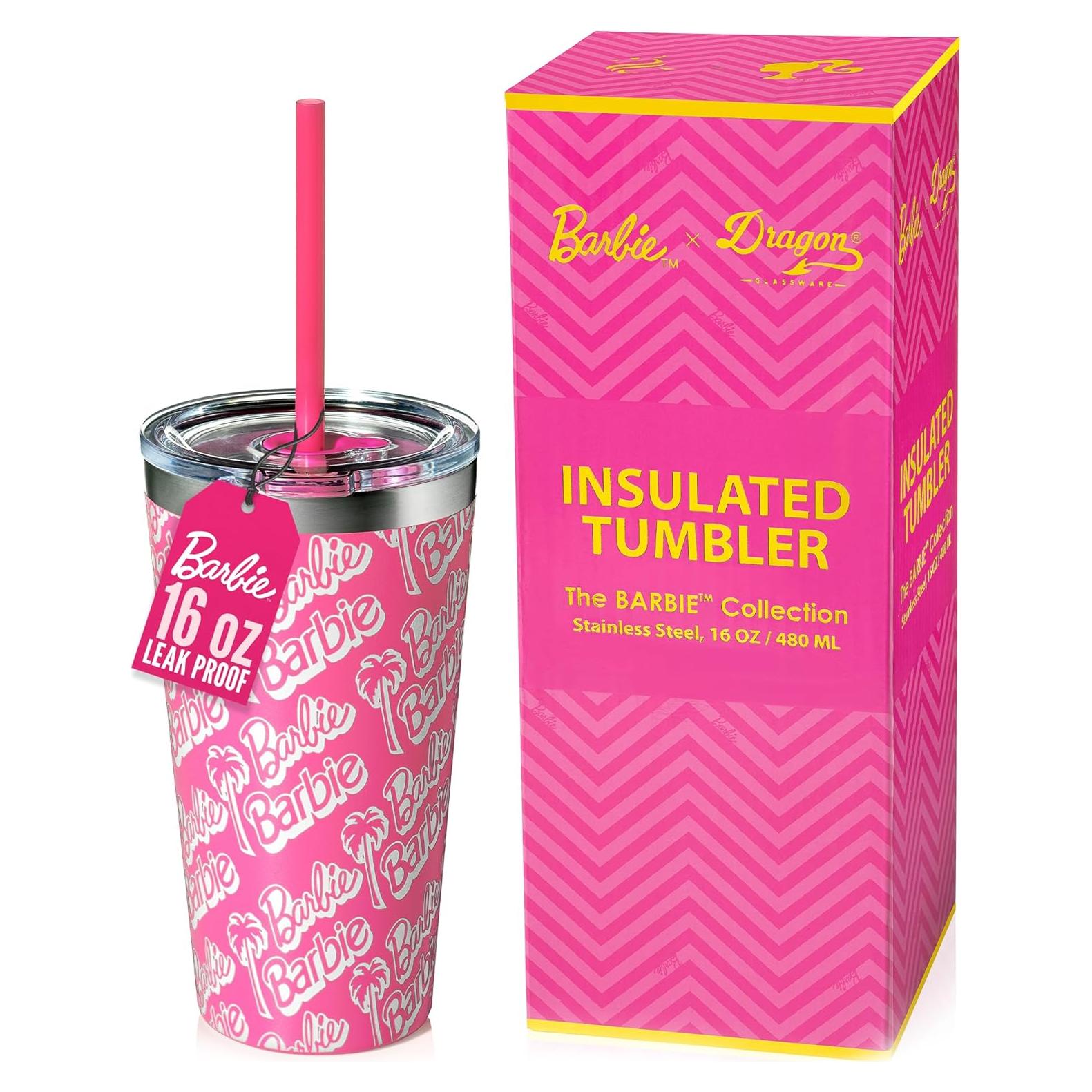 Vaso Térmico Dragon Glassware Barbie 473 ml con Popote