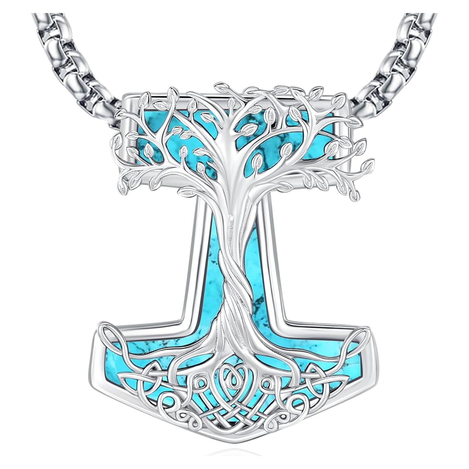 Collar de Pendulo de Plata Esterlina 925 con Turquesa 61 cm