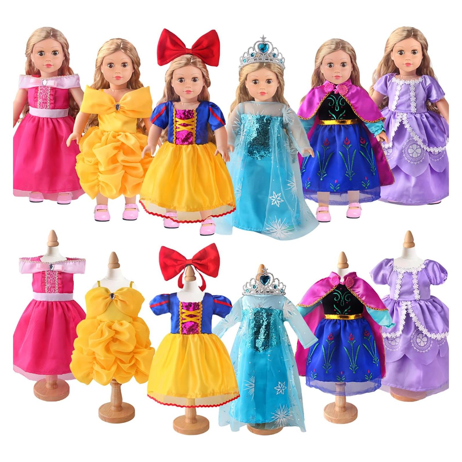 6 Conjuntos de Vestidos de Princesa 18" 18INDC con Accesorios