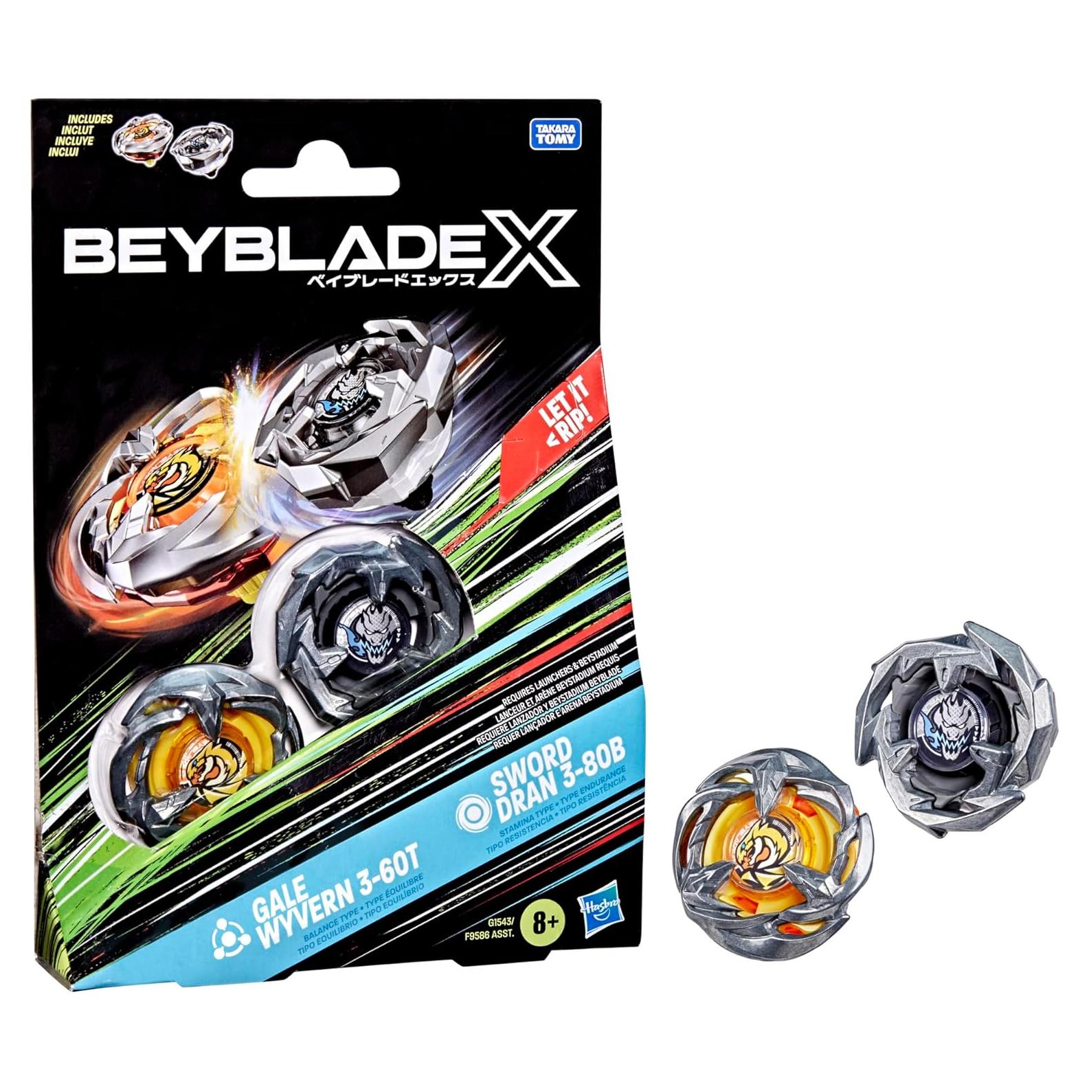 Set Doble Beyblade X Gale Wyvern 3-60T y Sword Dran 3-80B