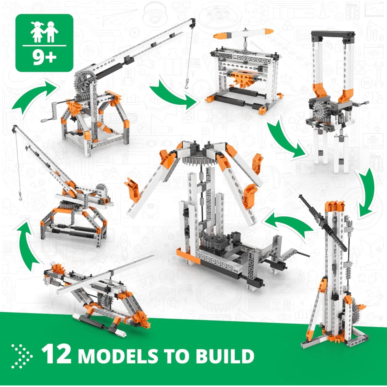Engino Juguete STEM Construcción 12 Modelos 9+ Engranajes