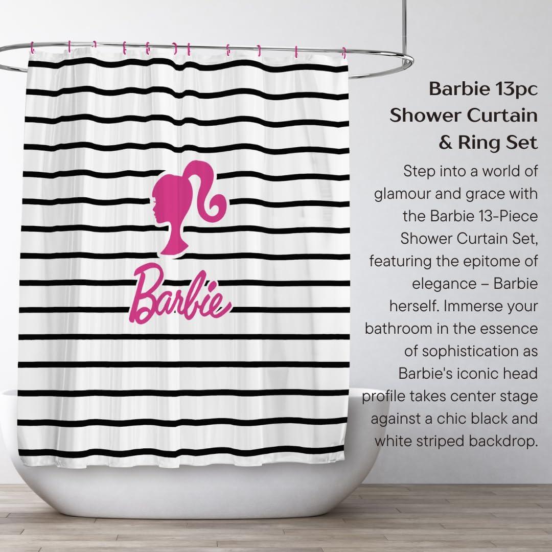 Juego de Cortina de Ducha Barbie Franco 13 Piezas 72x72cm