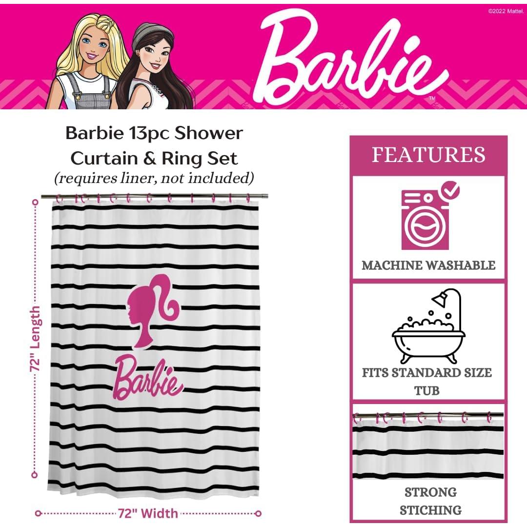 Juego de Cortina de Ducha Barbie Franco 13 Piezas 72x72cm