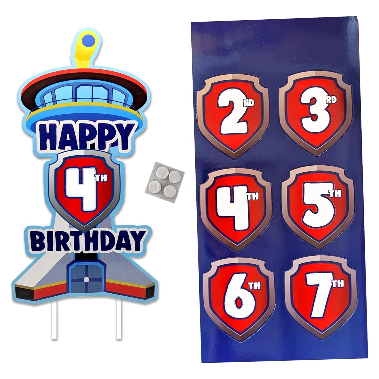 Toppers de pastel de cumpleaños Patrulla Canina - Eco amigables