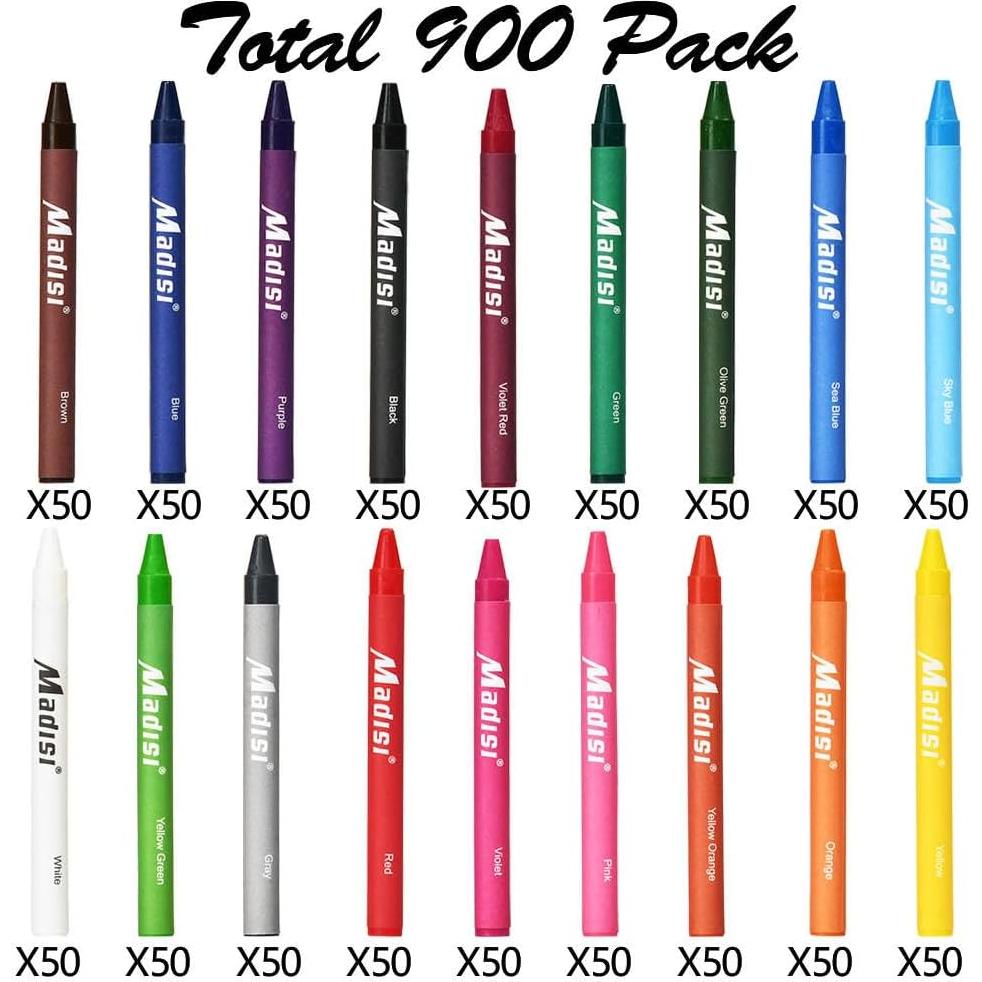 Paquete a granel de crayones Madisi 900 unidades 18 colores