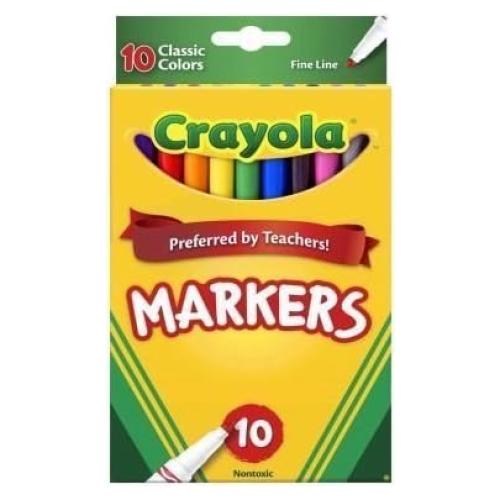 Marcadores Clásicos Crayola Línea Fina 10 Colores - 12 Cajas