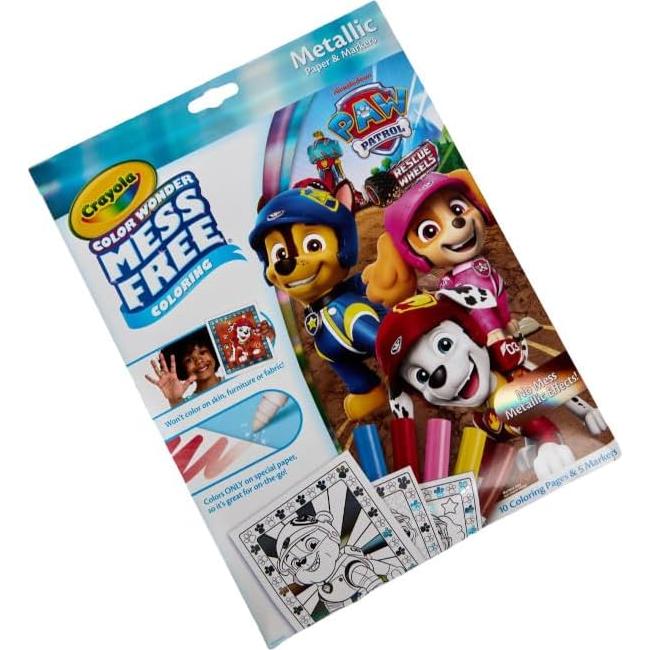 Set de Colorear Metálico Crayola PAW Patrol - 10 Páginas y 5 Marcadores