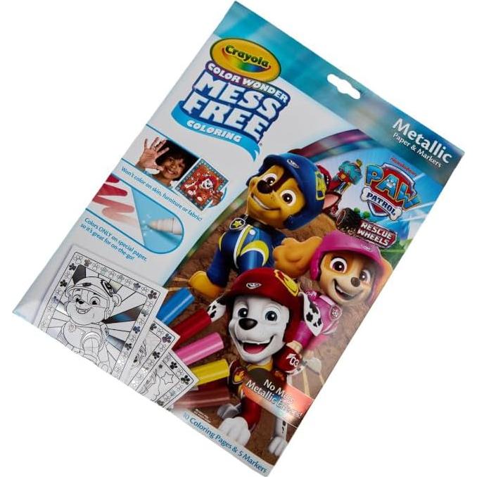 Set de Colorear Metálico Crayola PAW Patrol - 10 Páginas y 5 Marcadores