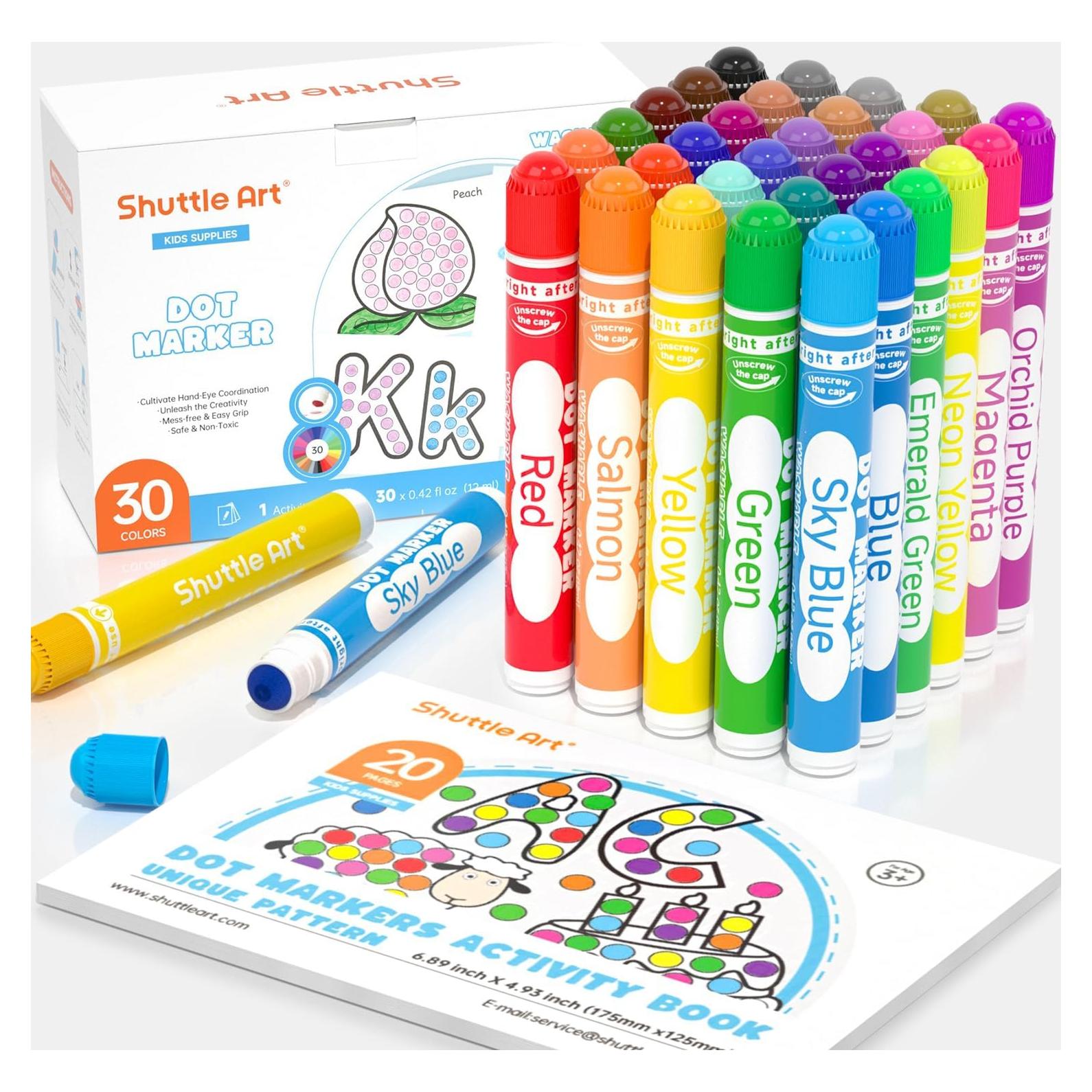 Marcadores de Puntos Shuttle Art 30 Colores Lavables 11.83 ml