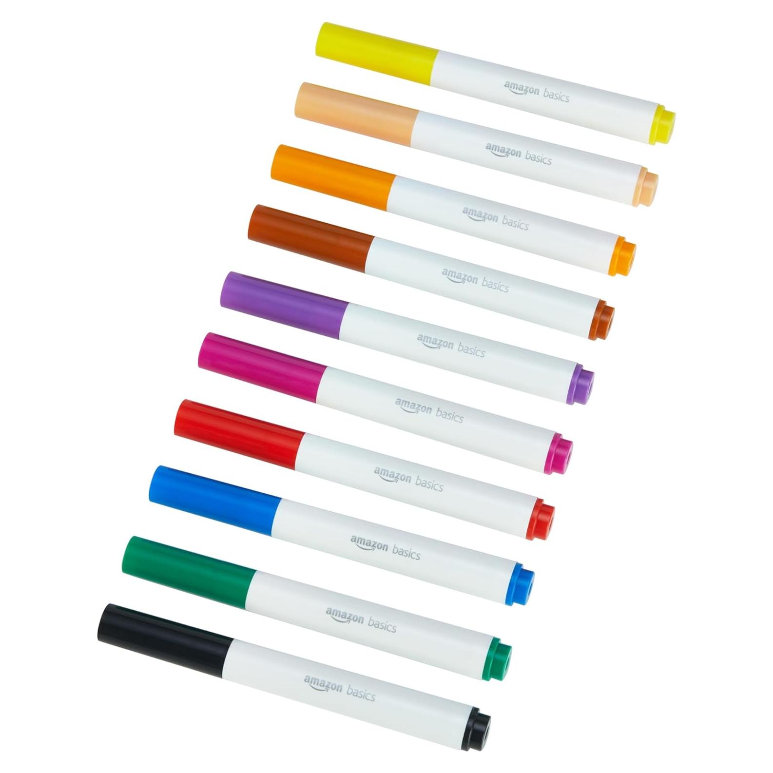 Paquete de 10 Marcadores Lavables Amazon Basics Multicolores