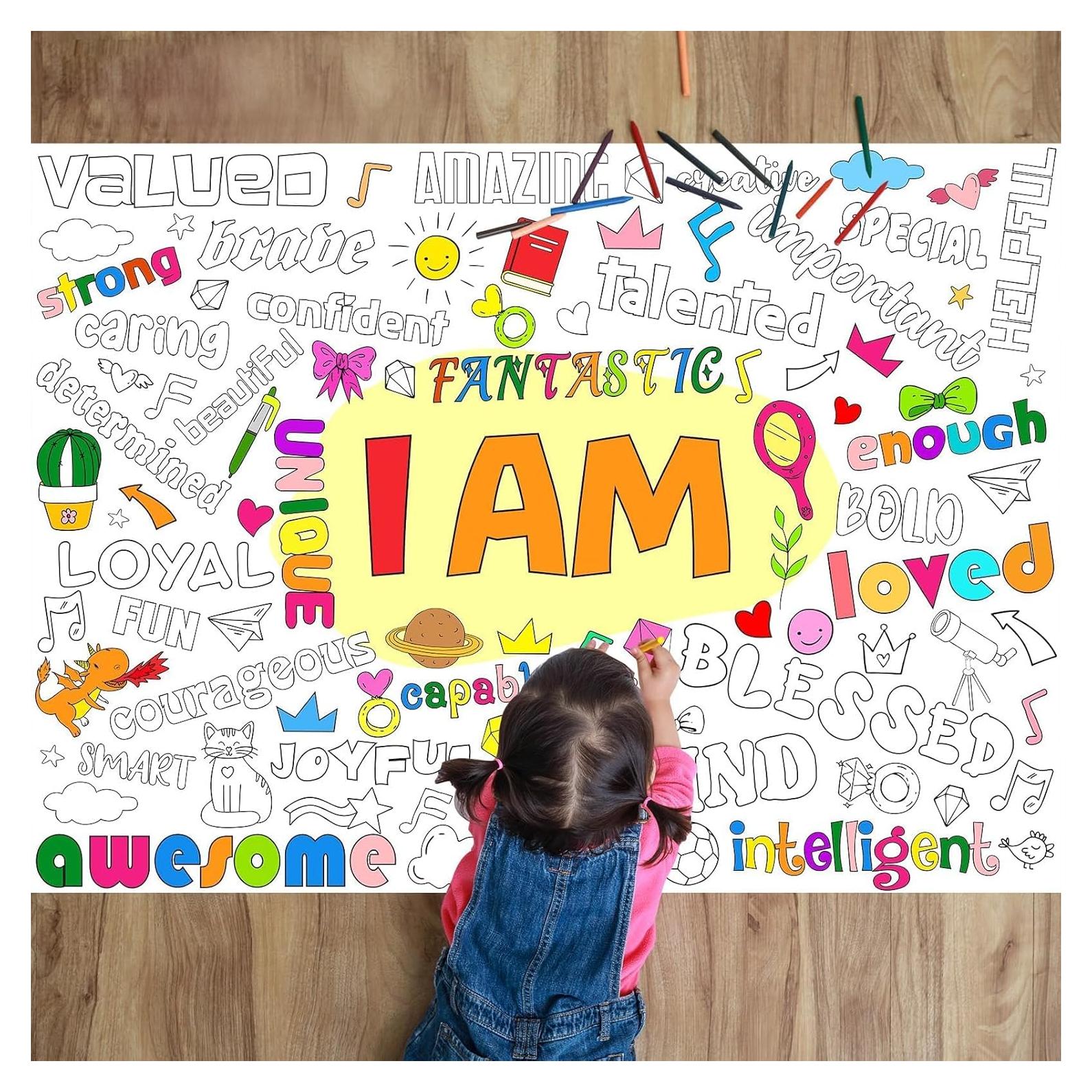 Póster Gigante de Colorear Naozinebi 80x110cm Afirmaciones Positivas