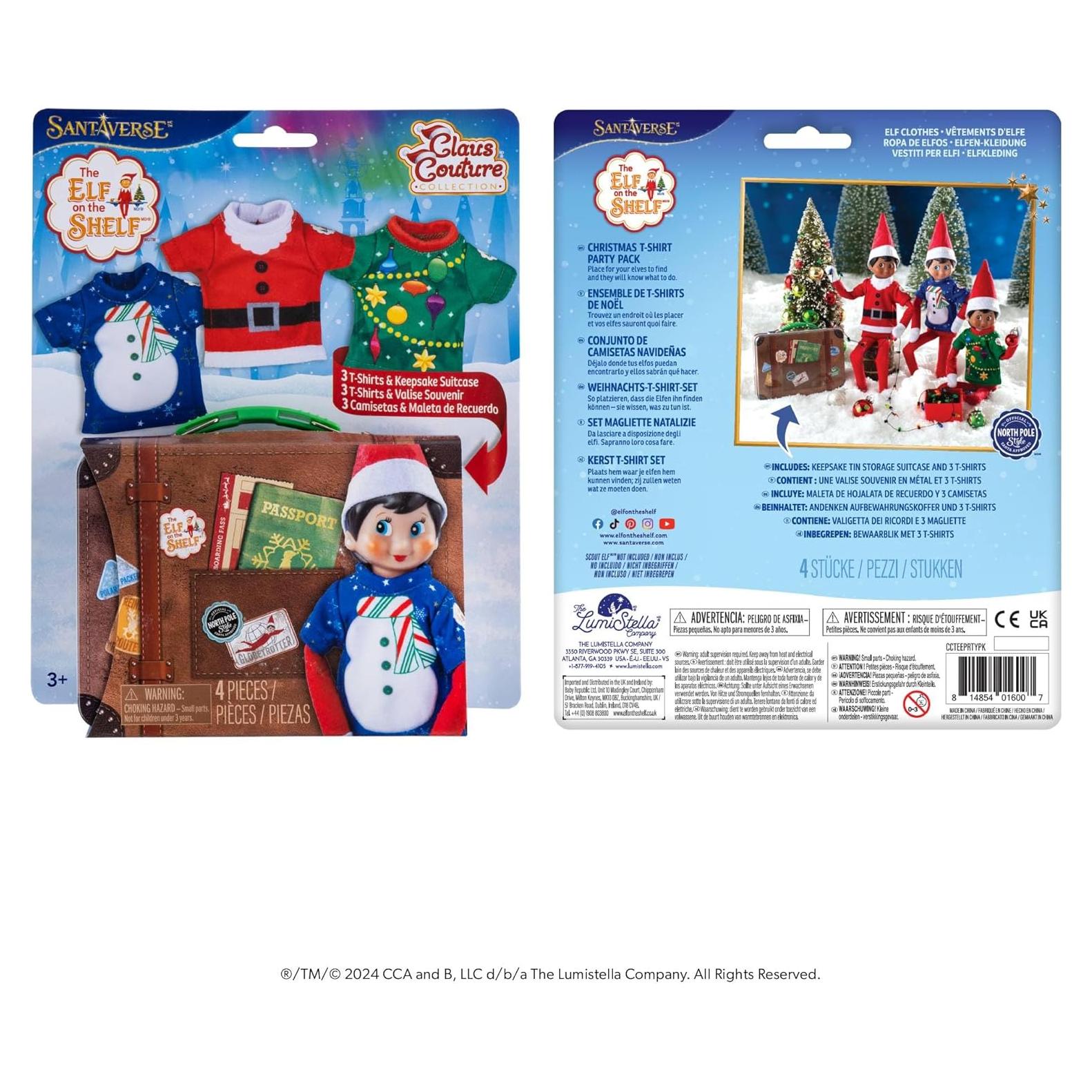 Conjunto de 3 camisetas festivas Claus Couture para elfo