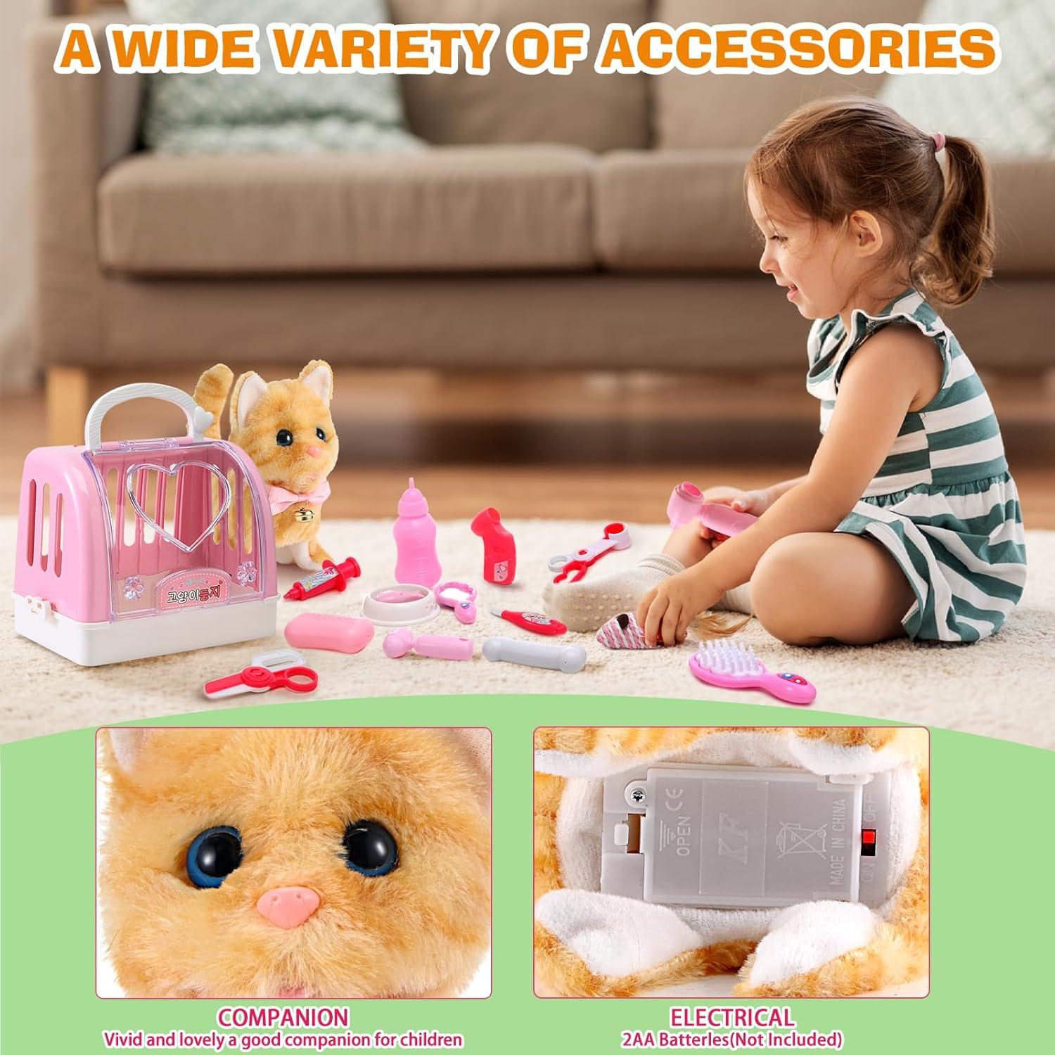 Robot Peluche Interactivo Gatito WorWoder Amarillo 21.8 cm