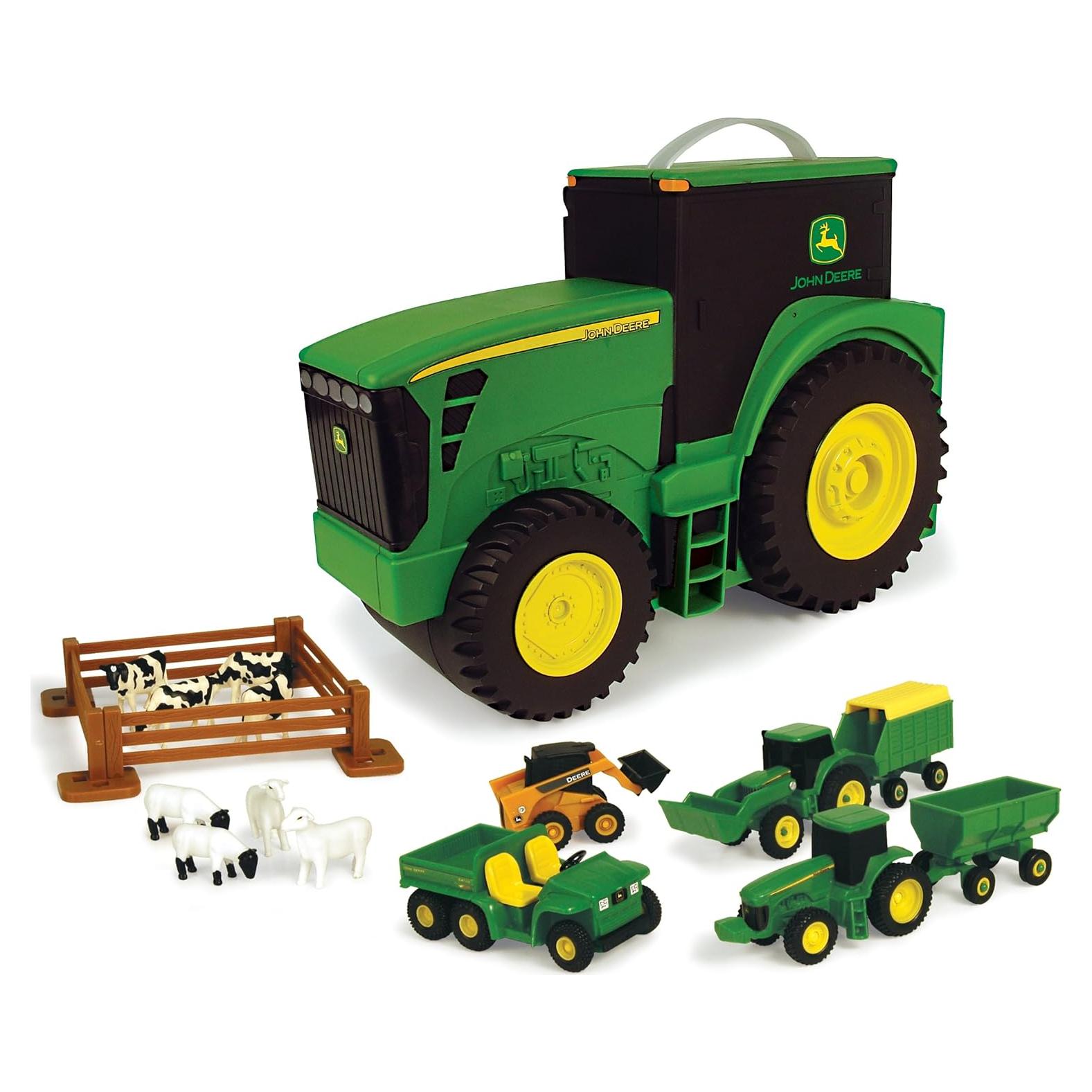 Set de Juguetes de Granja John Deere TOMY - 18 Piezas con Estuche