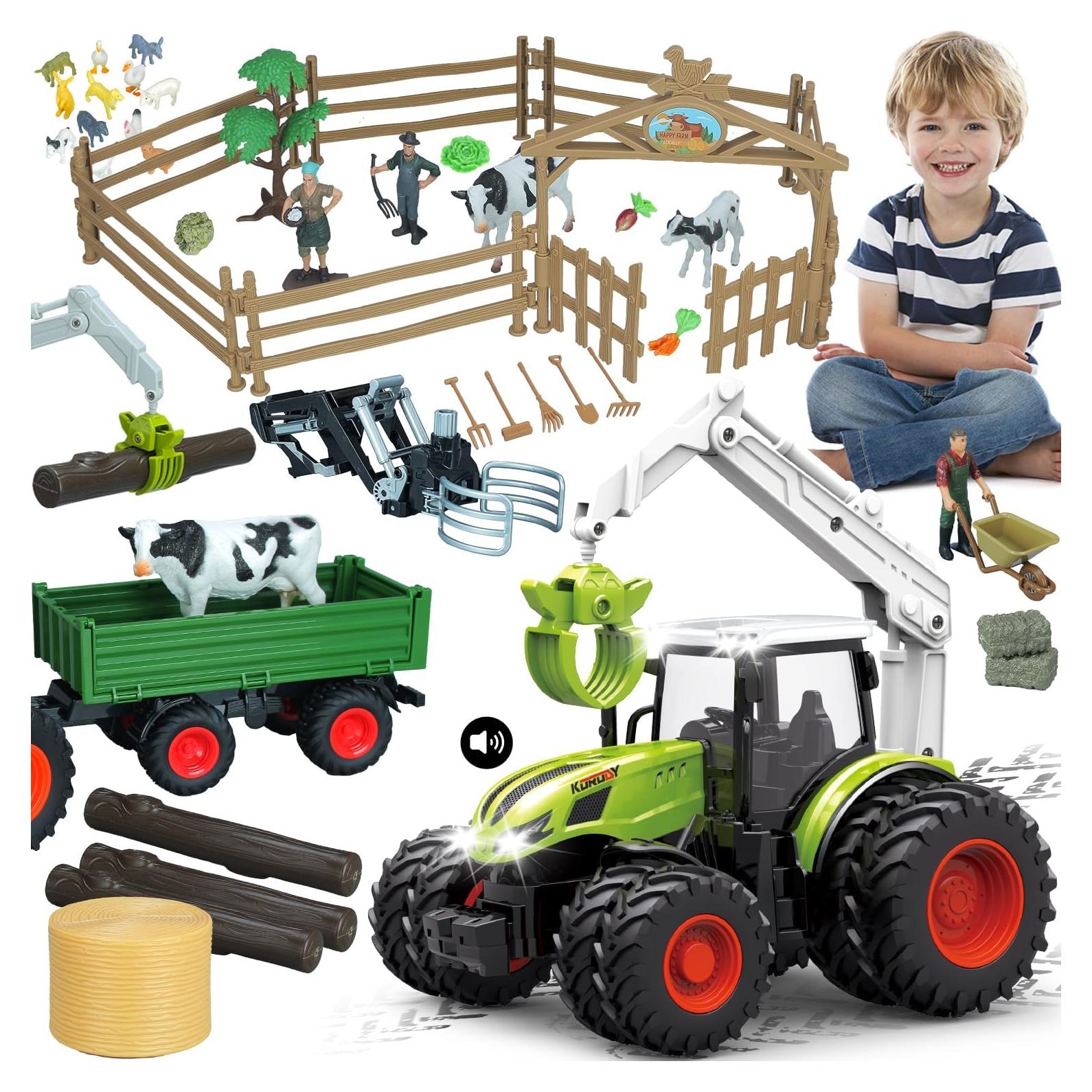 Juego de Juguetes de Granja HRZPACT 46 Piezas con Tractor