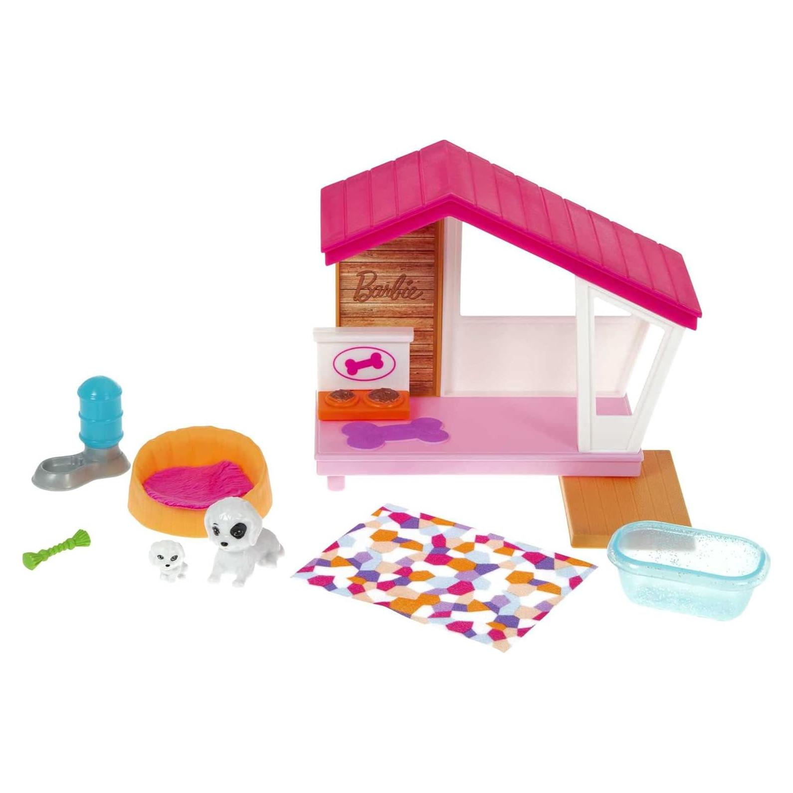 Mini conjunto de juego Barbie con 2 cachorros y accesorios