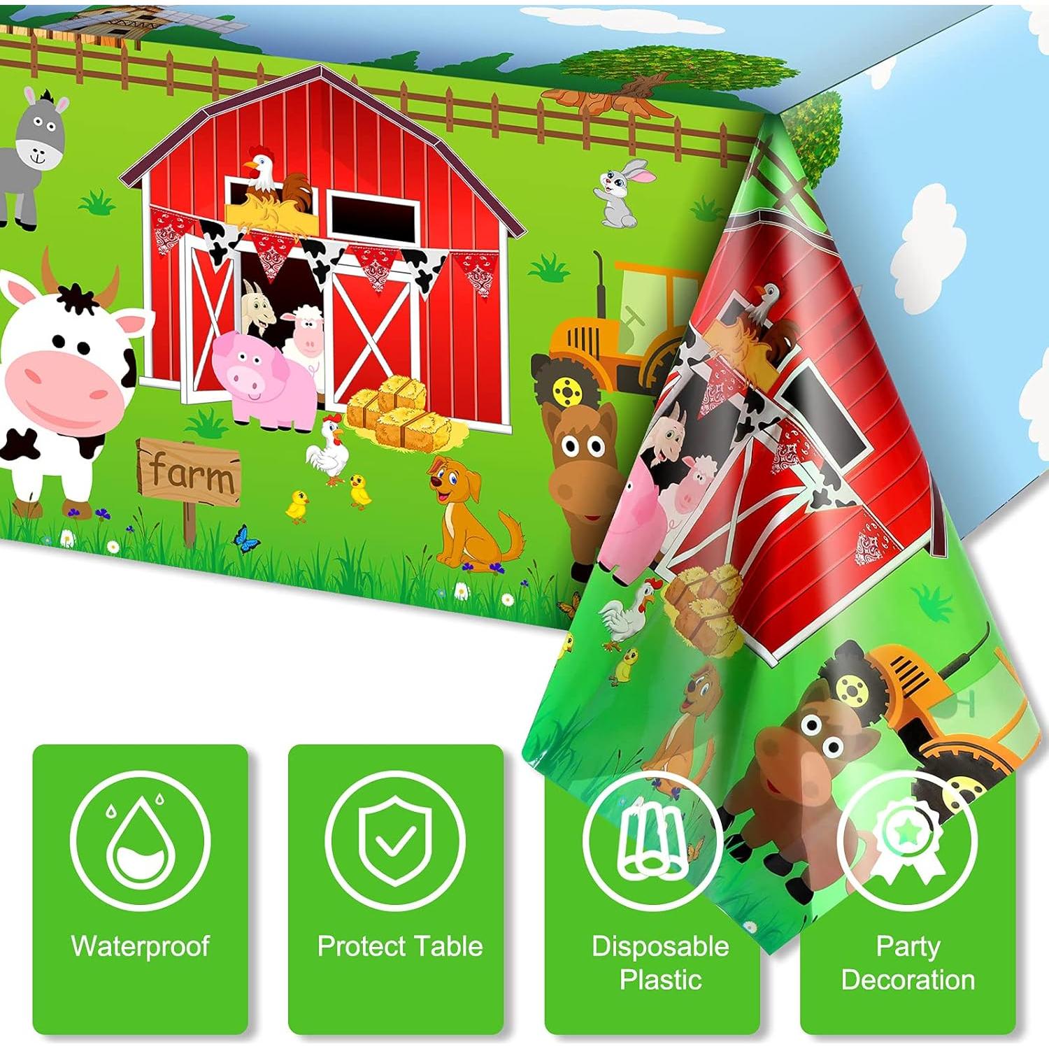 Mantel de Fiesta Kasyat Animales de Granja 274x137 cm 3 Piezas