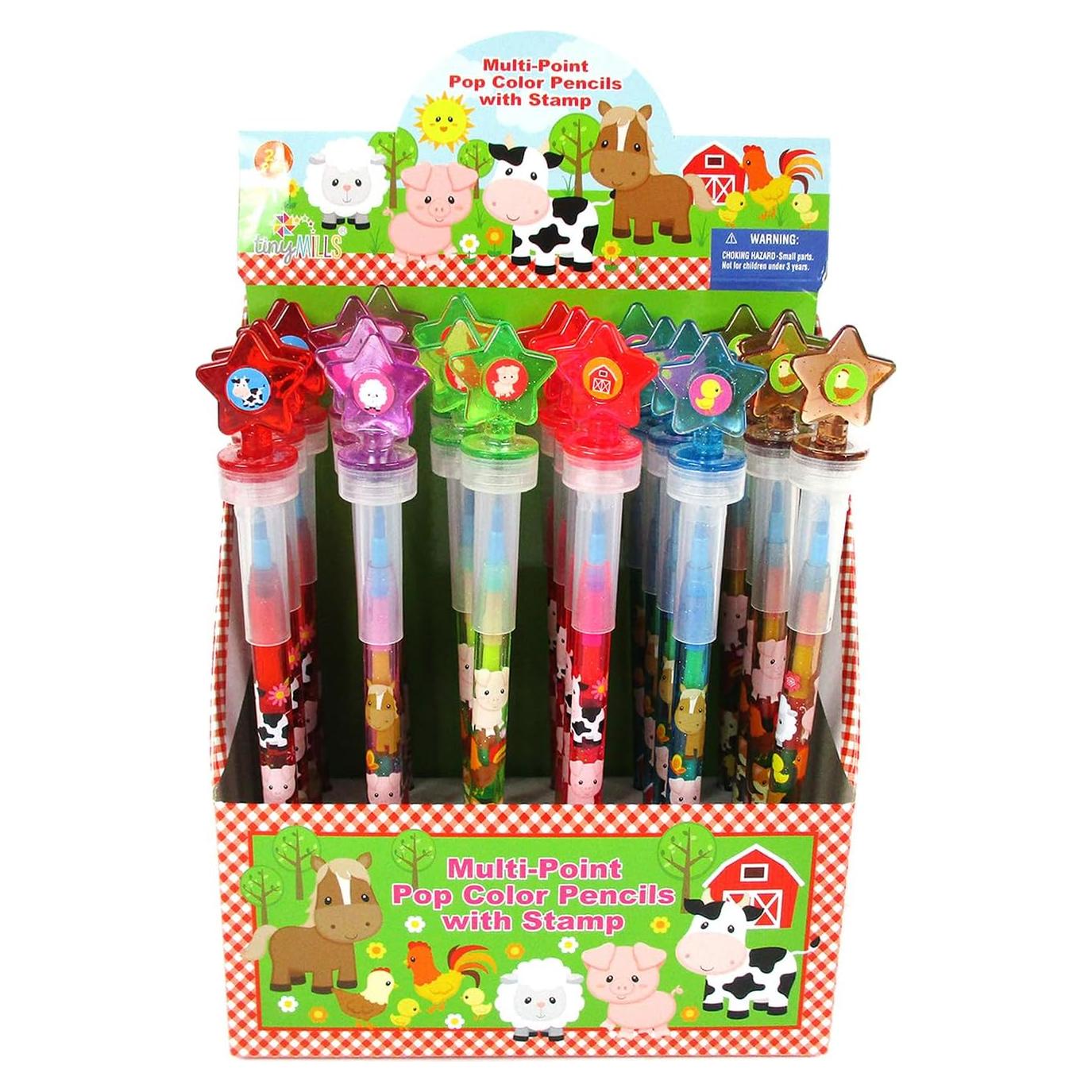 Crayones Apilables 24 Pcs TINYMILLS Animales de Granja con Sello