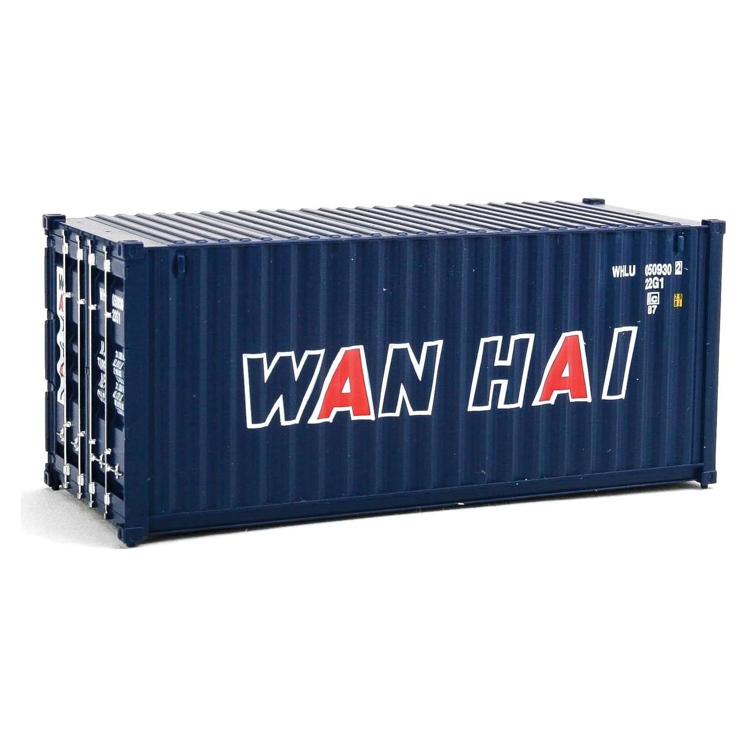 Contenedor Corrugado 20 pies Wan Hai HO 1:87 Azul y Blanco