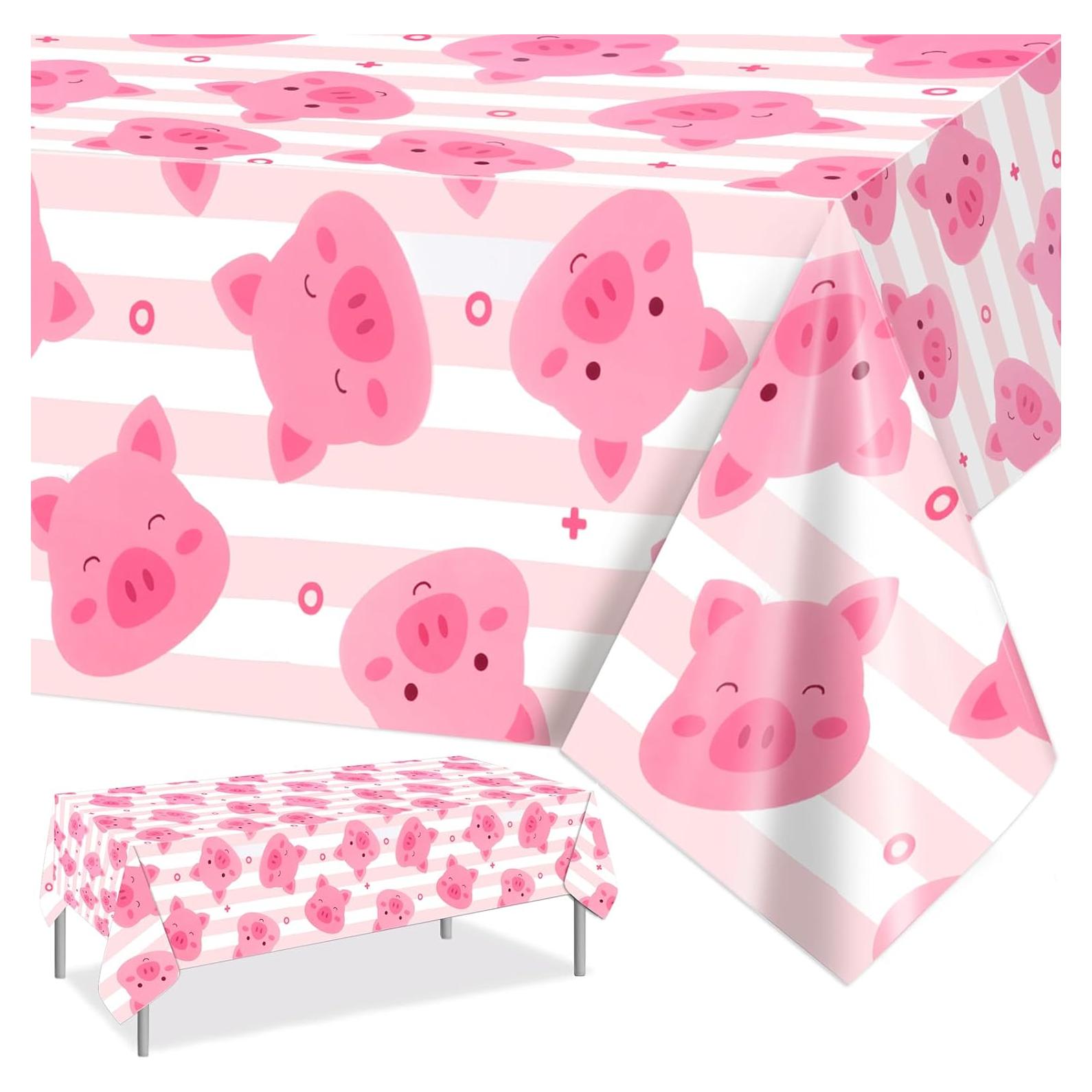 Manteles de Fiesta de Cerdo Rosa PHOGARY - 3PCS 130x220cm