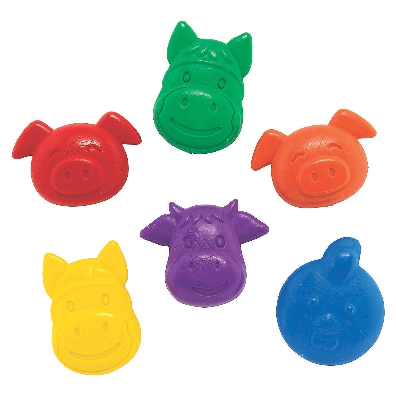 Crayones en forma de animales de granja Oriental Trading - 24 piezas