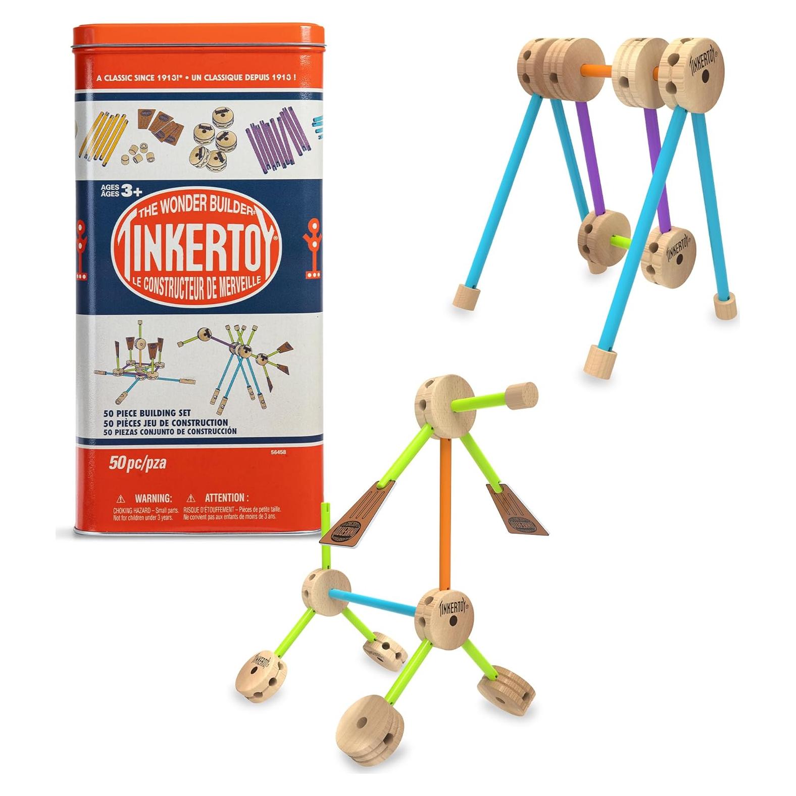 Juego de Construcción Retro TINKERTOY - 50 Piezas en Lata