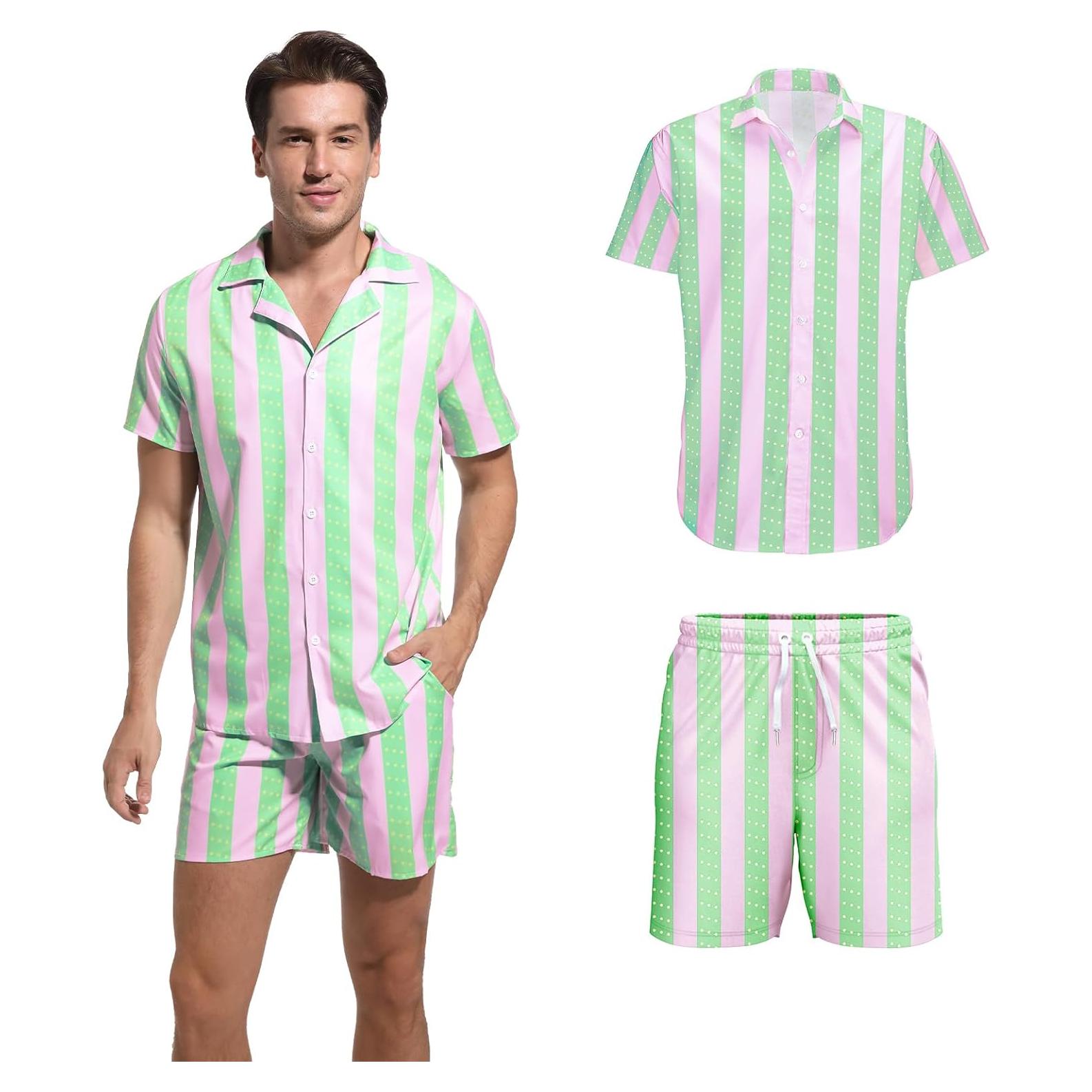 Disfraz de Hombre ZOKJFDK Camisa Rayas y Pantalones Cortos