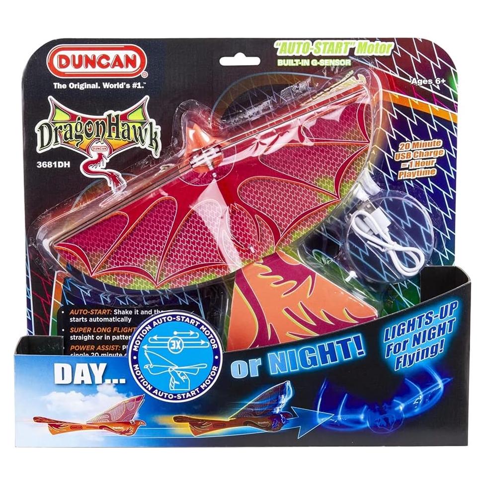 Duncan Dragon Hawk Juguete Volador Motorizado Luz LED 24 cm