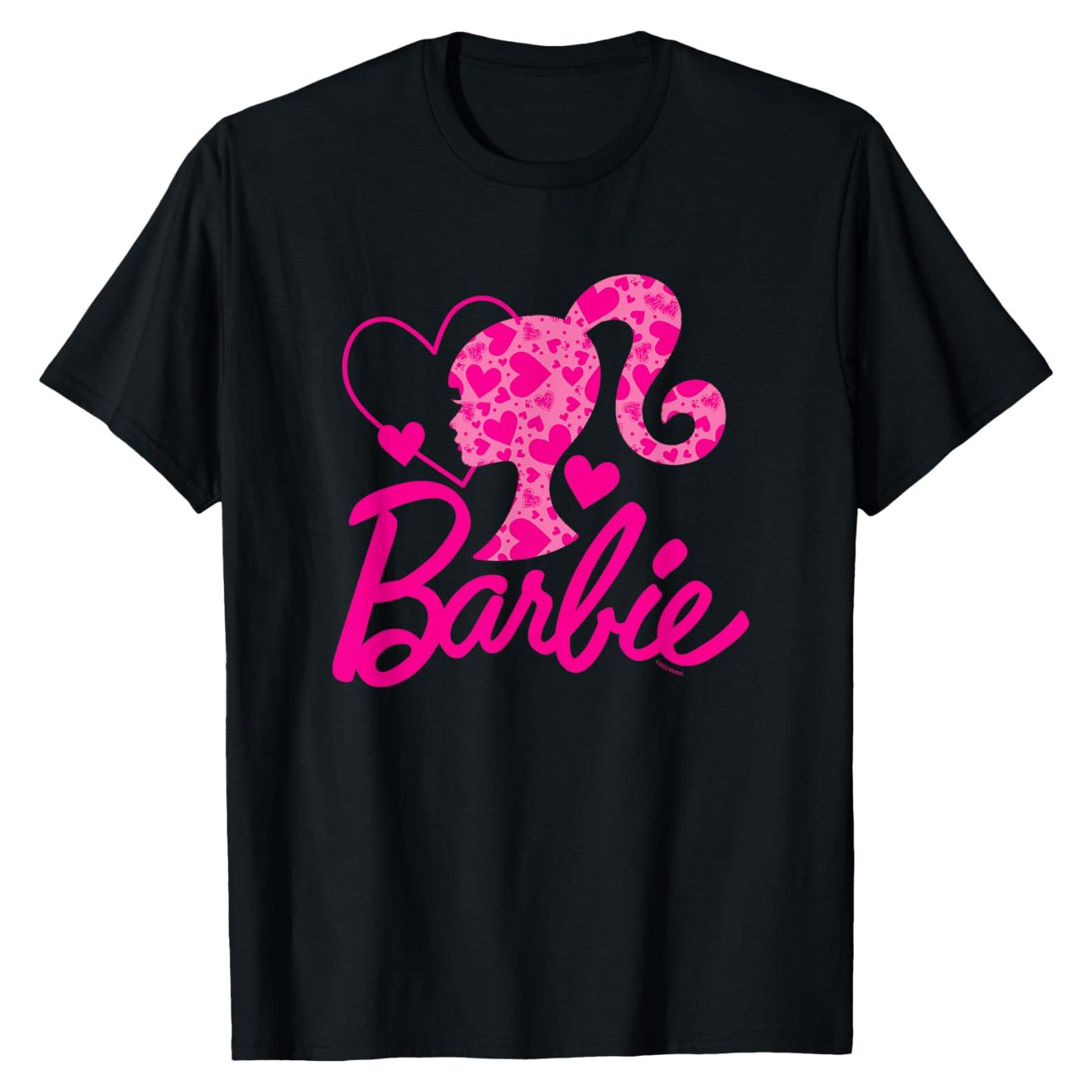 Camiseta de Cuello Redondo Barbie Negro - Ajuste Clásico, Manga Corta