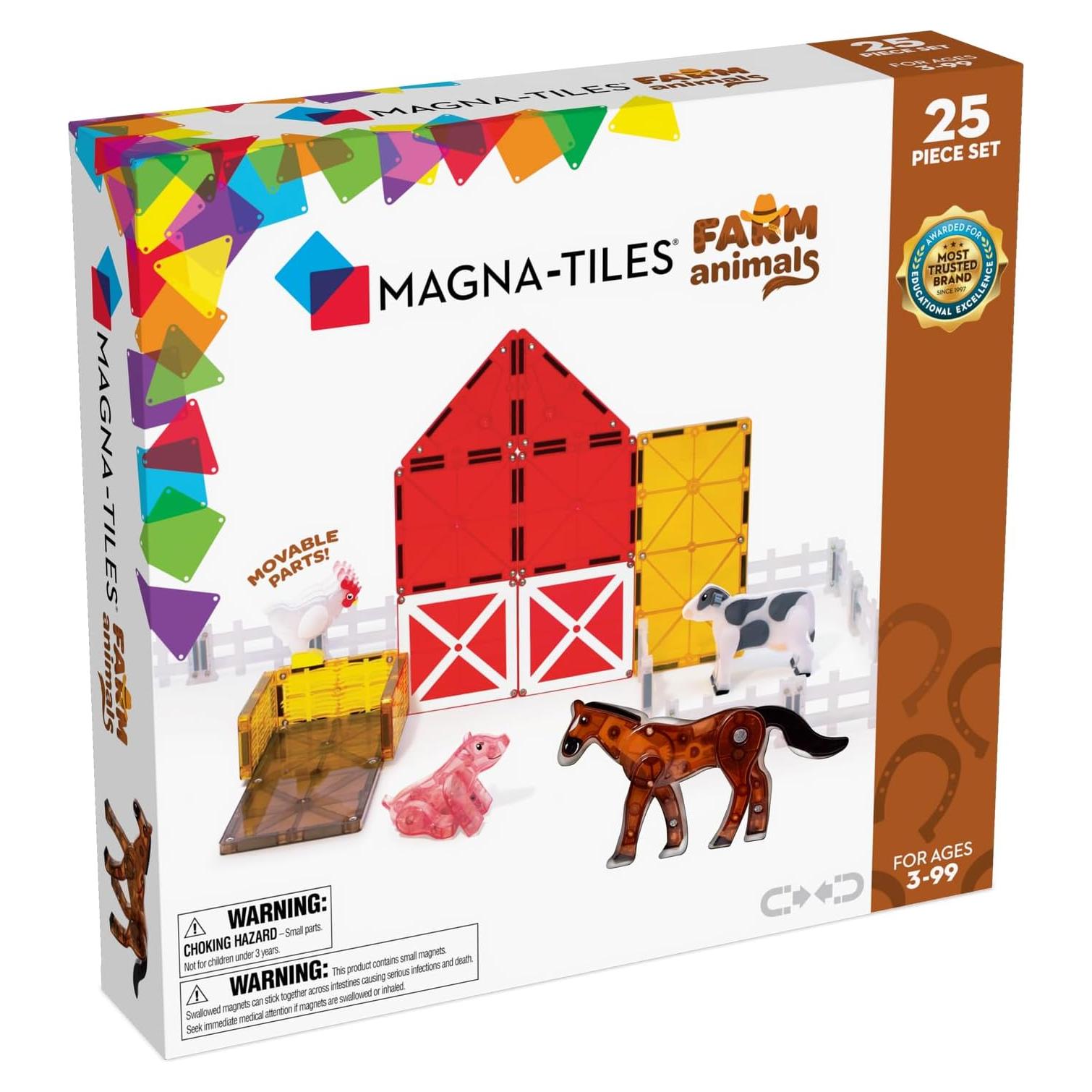 MAGNA-TILES Set Animales de Granja 25 Piezas Juguete Educativo