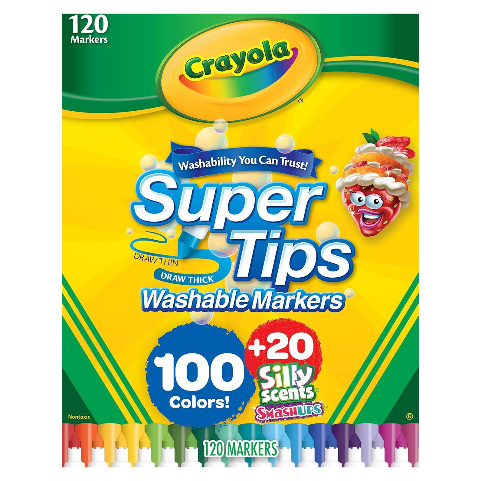Conjunto de 120 Marcadores Lavables Crayola Super Tips y Aromas