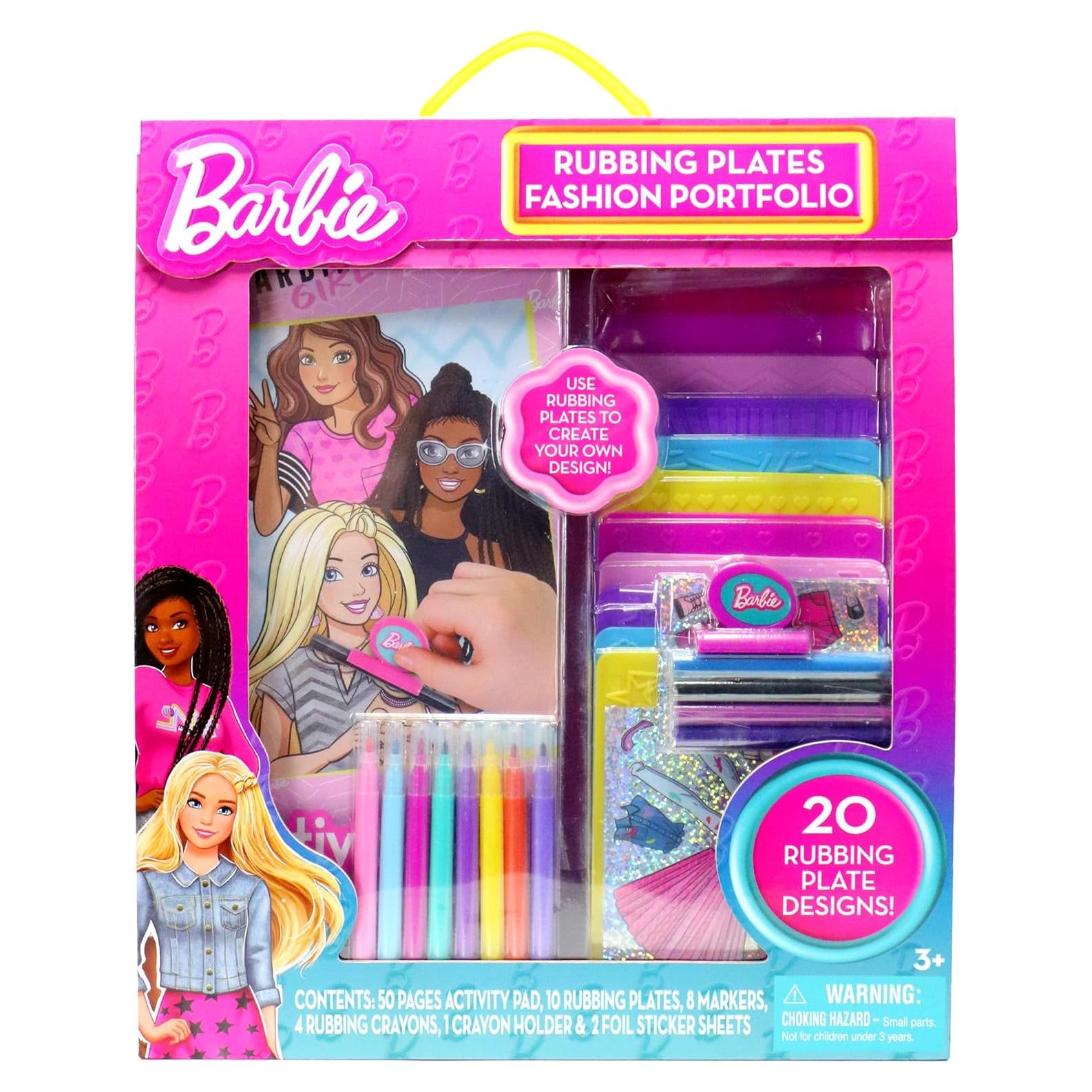 Kit de Placas de Frotado Barbie 10 Diseños + Marcadores