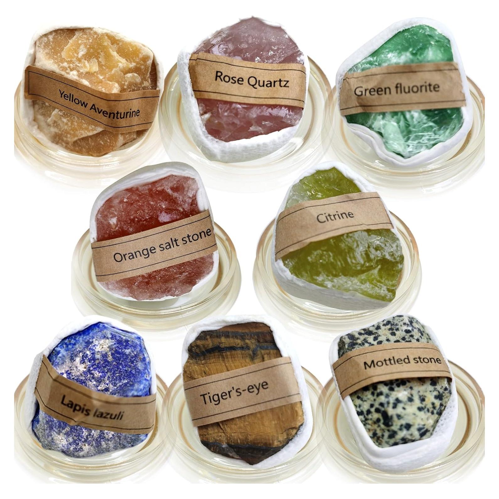 Set de 8 Cristales Chakra Crudos Zhaocaicrab 4-6 cm