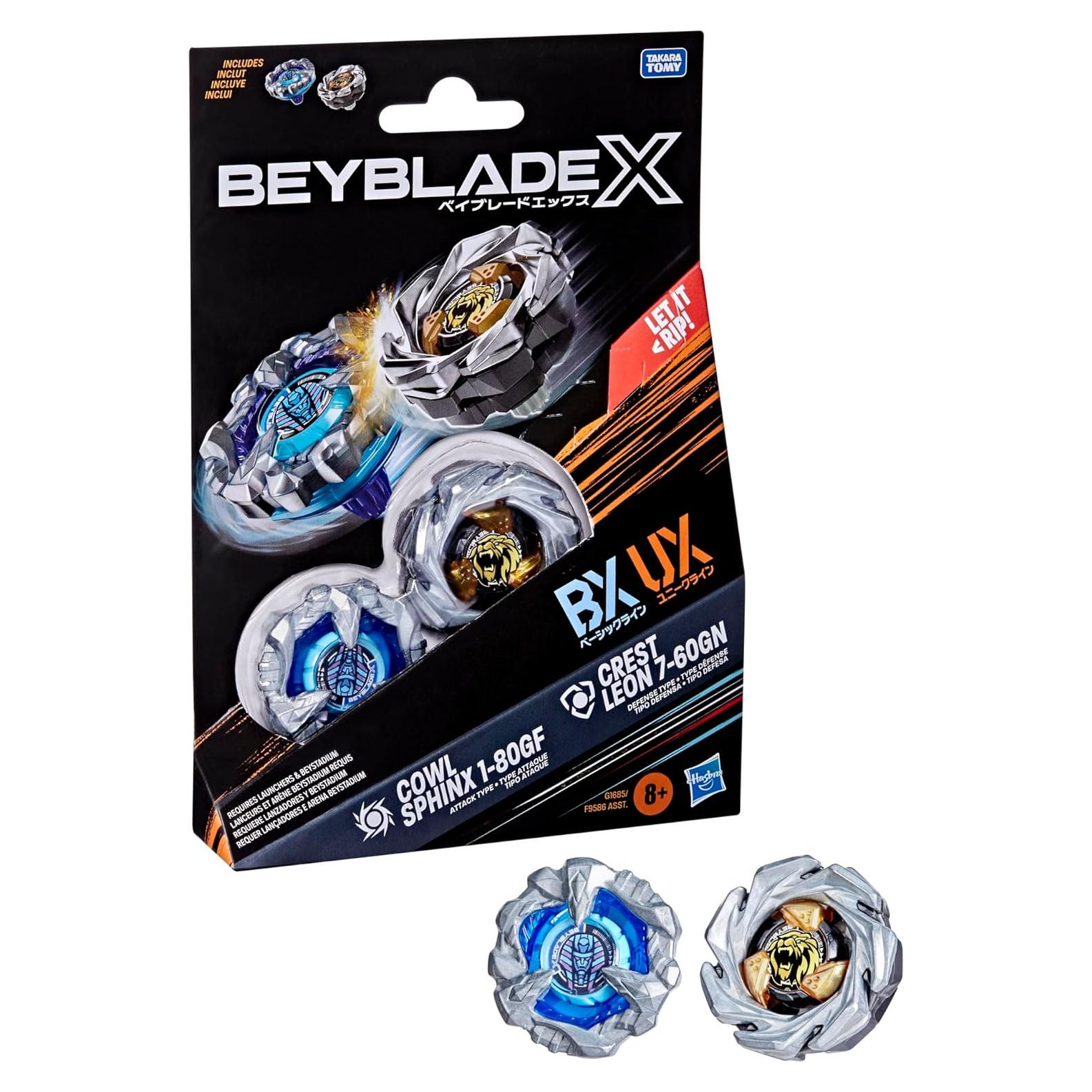Set Beyblade X Cowl Sphinx 1-80GF y Crest Leon 7-60GN