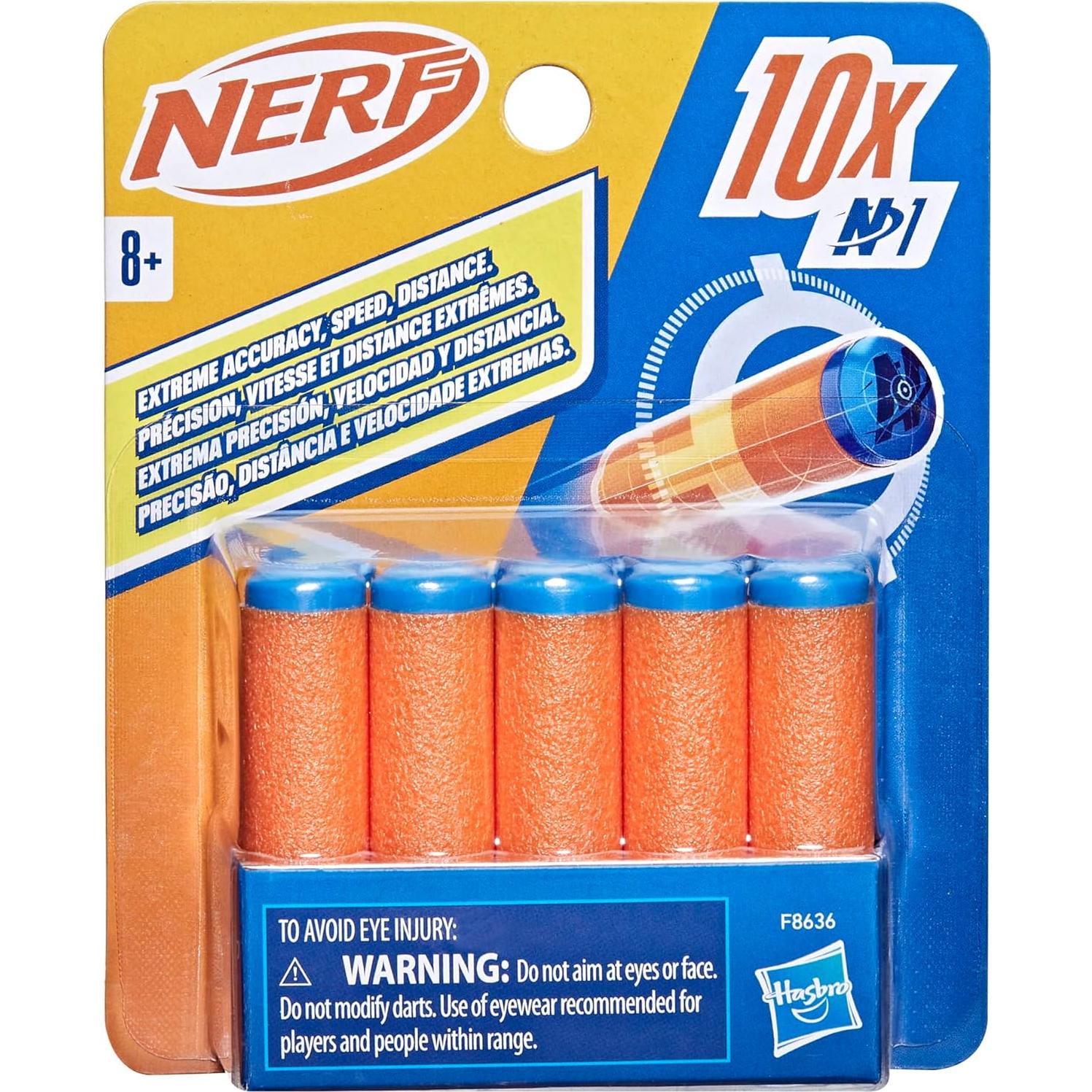Nerf N Series N1 Darts, Includes 10 Refill Darts, Compatible Only with Nerf N Series Blasters, Outdoor Games, Ages 8+