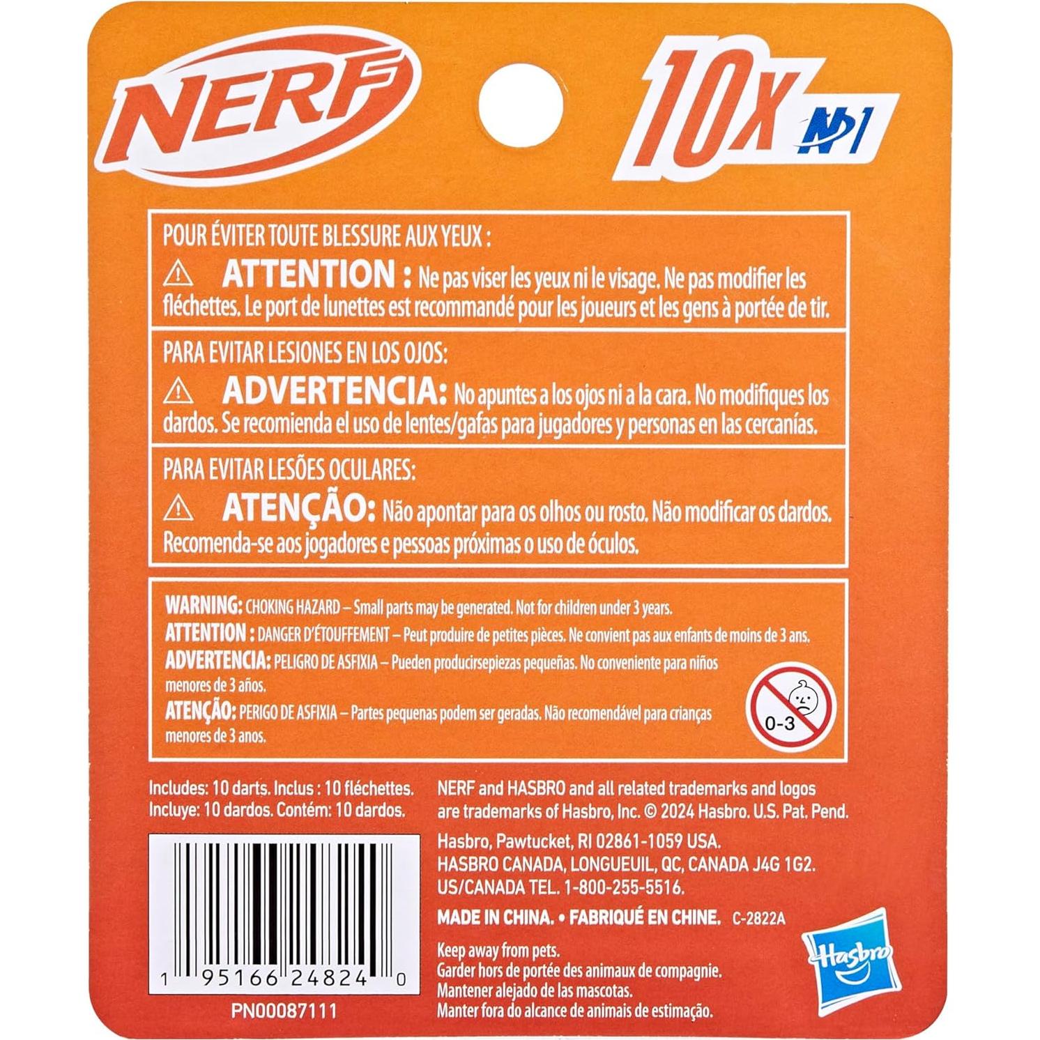 Nerf N Series N1 Darts, Includes 10 Refill Darts, Compatible Only with Nerf N Series Blasters, Outdoor Games, Ages 8+