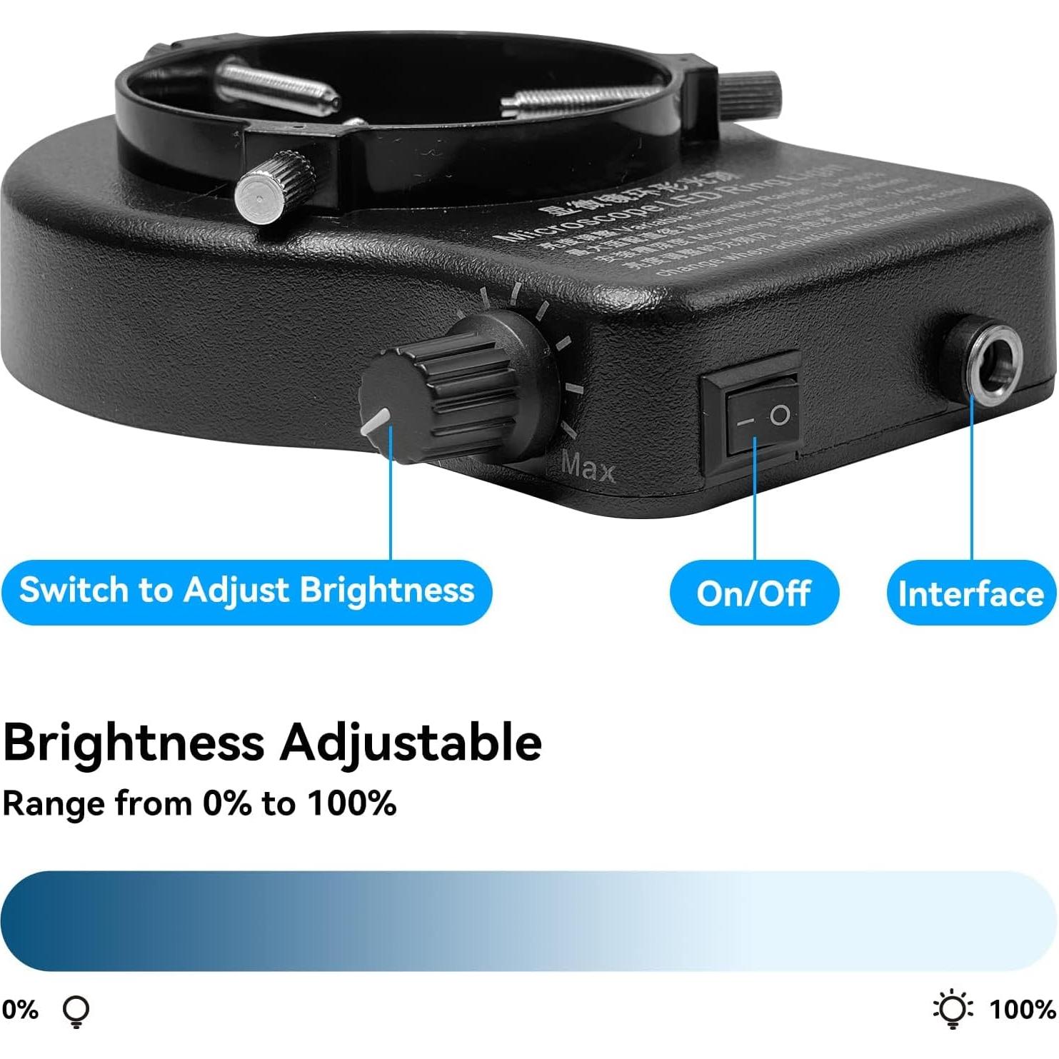 Luz de Anillo LED Gringoo 64 LED Ajustable para Microscopio