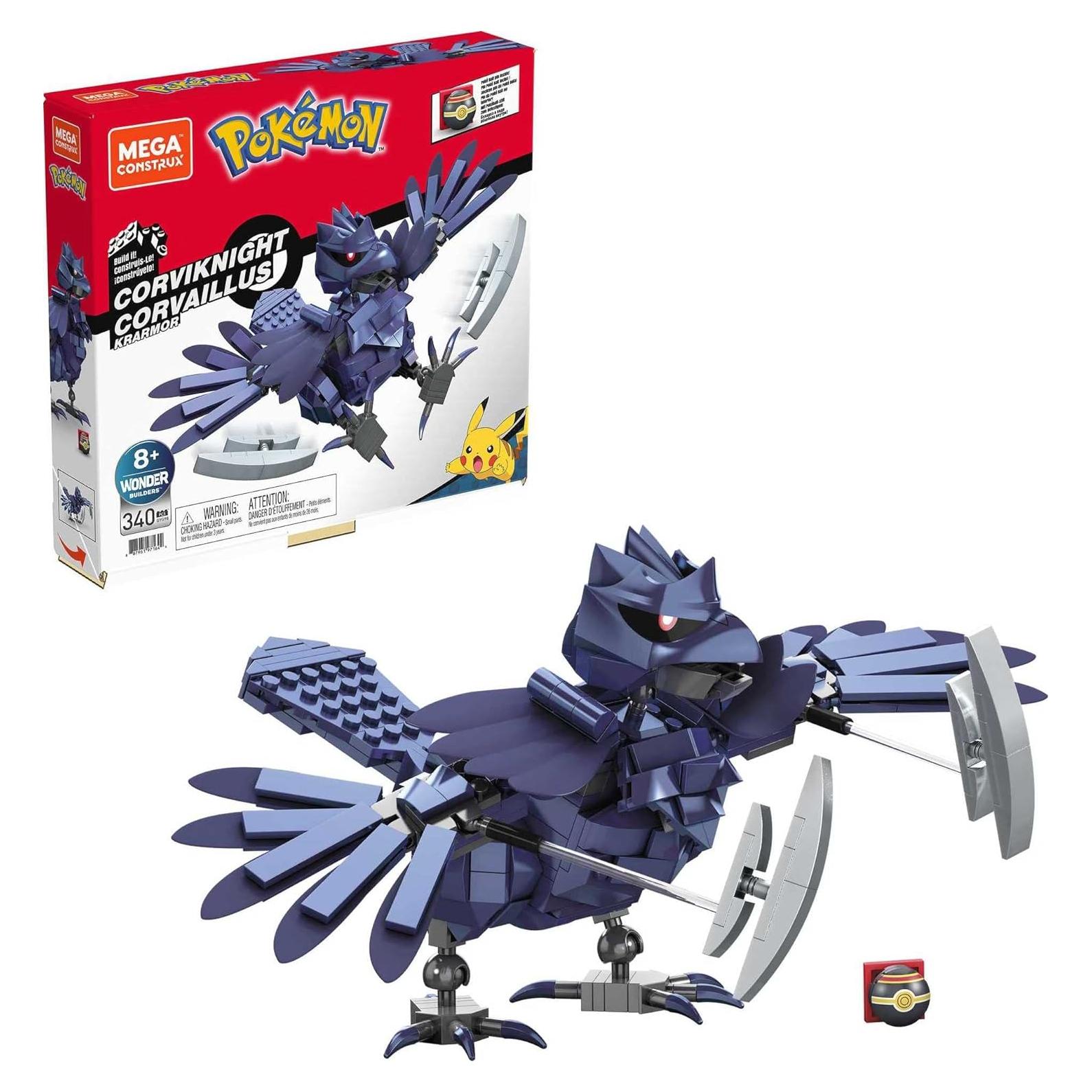 MEGA Corviknight Building Set With 340 Compatible Bricks and Pieces and Poké Ball, Toy Gift Set