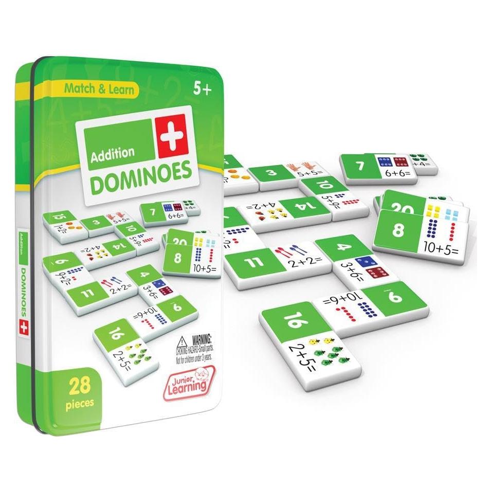 Dominó de Suma Junior Learning JL481, 28 Piezas, Blanco