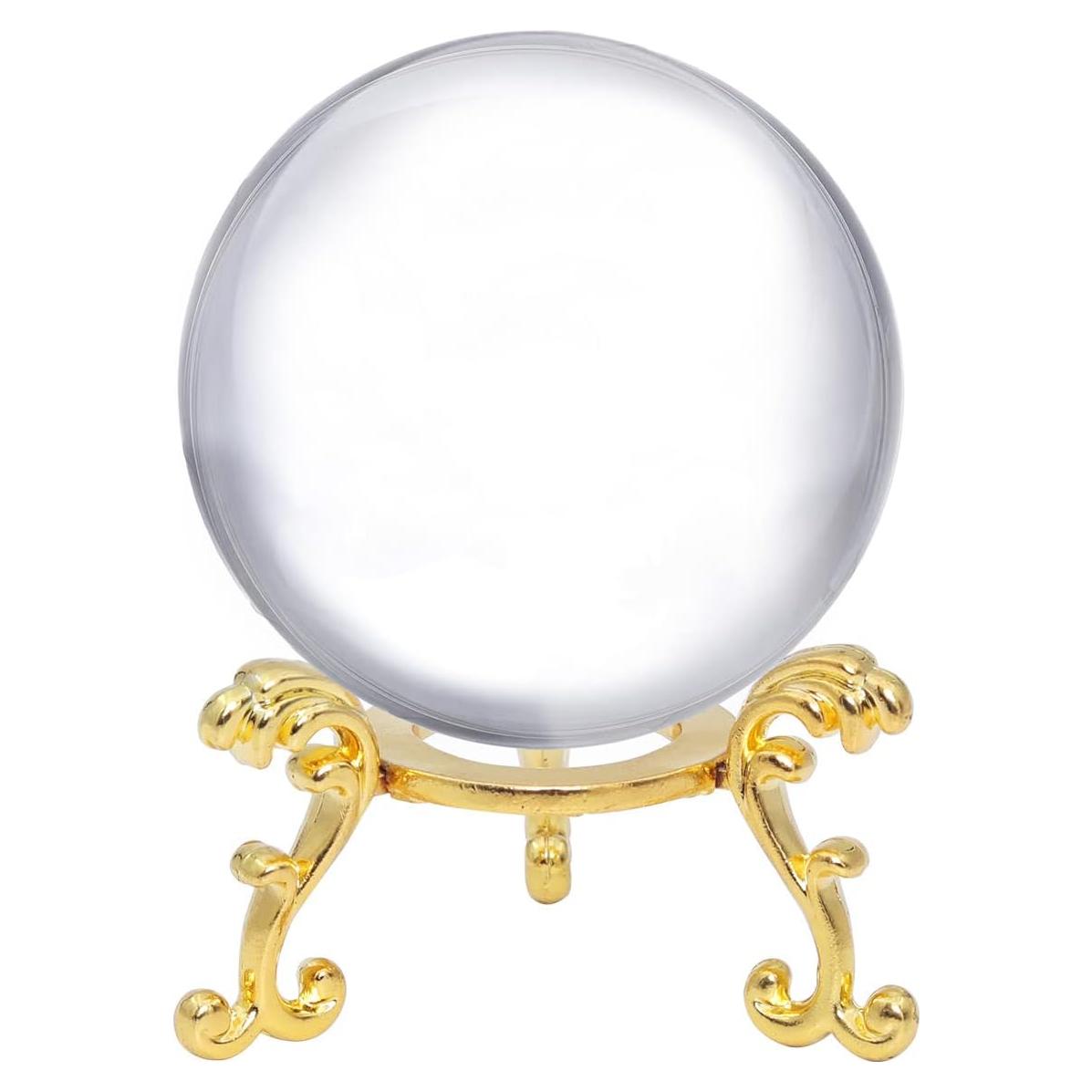 Bola de Cristal LONGWIN 60mm con Soporte Floral Dorado