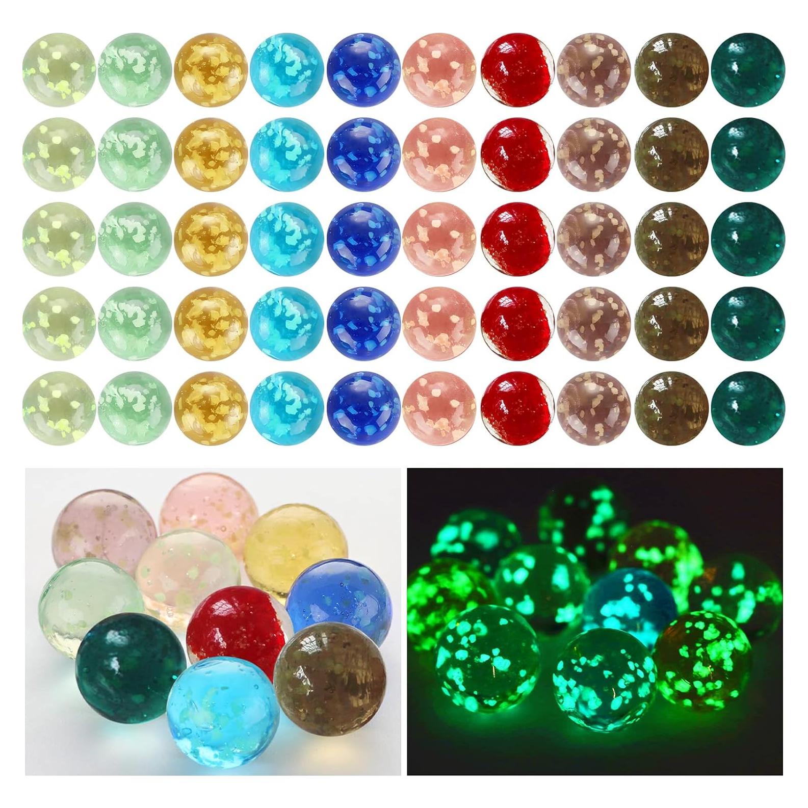 Canicas de Vidrio Brillantes Skylety 50 Piezas 16 mm 10 Colores