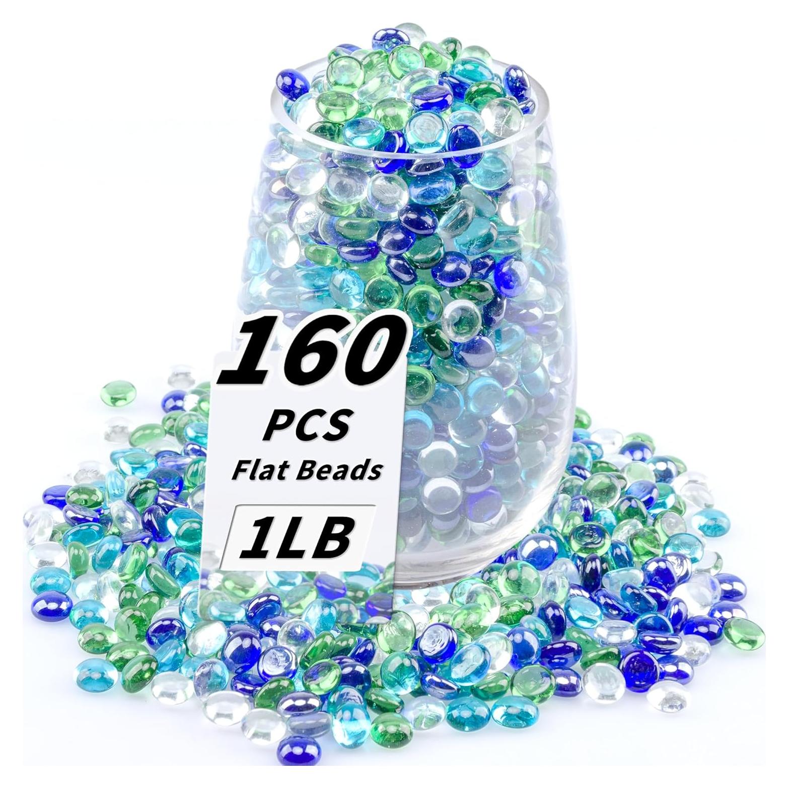 Perlas de Vidrio Foncomy 0.45 kg Verde-Azul para Decoración