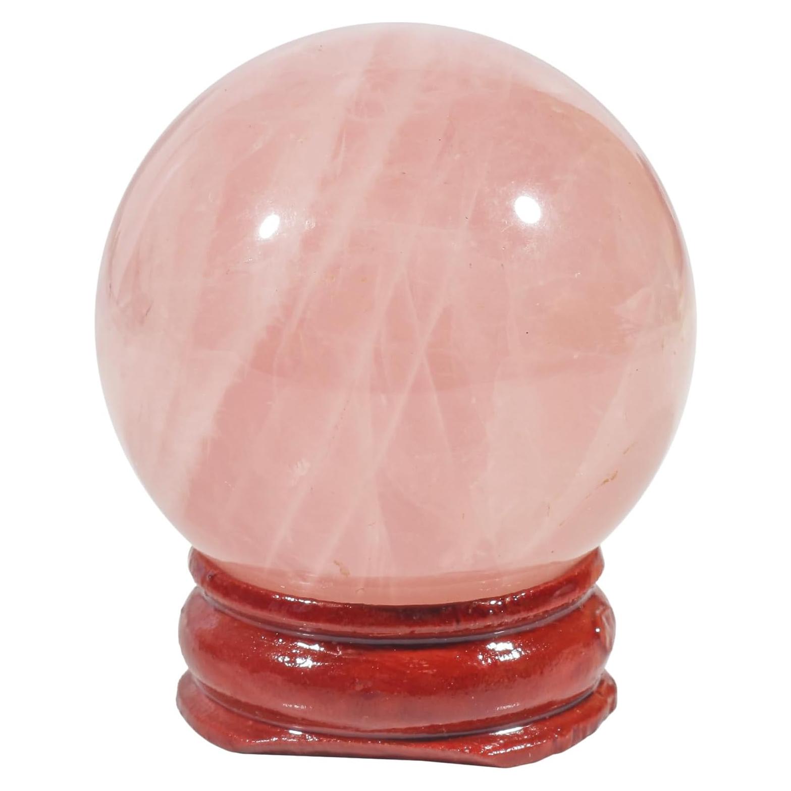Bola de Cristal de Cuarzo Rosa 40 mm Loveliome con Soporte