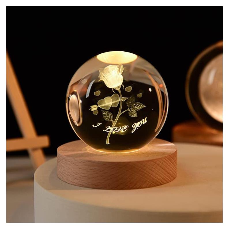 Bola de Cristal 3D Coyoohouse con Base de Madera LED 7.62cm