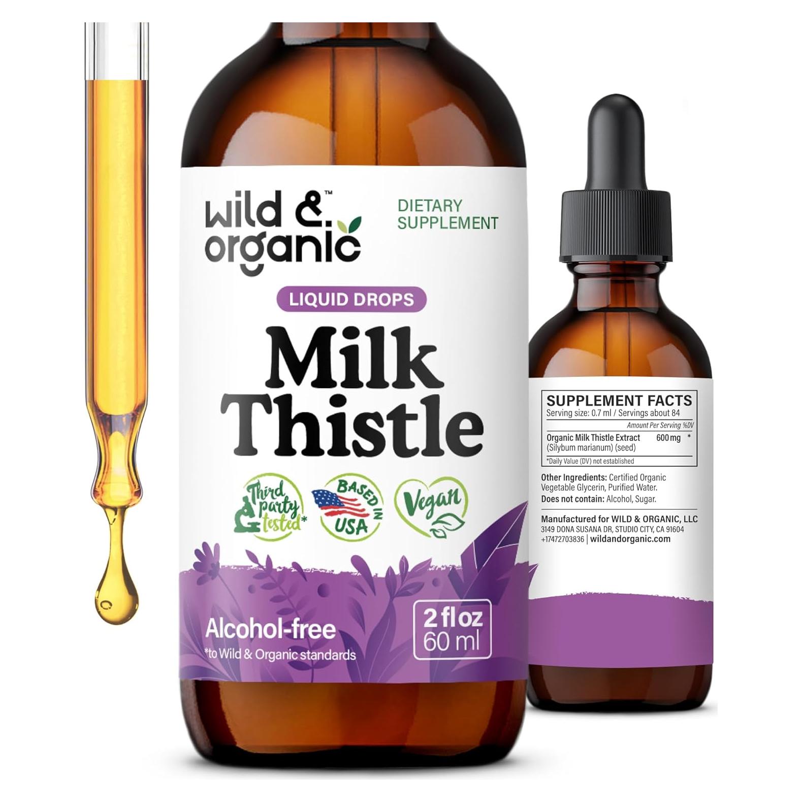 Tintura de Cardo Mariano Orgánico Wild & Organic 59 ml - Sin Alcohol