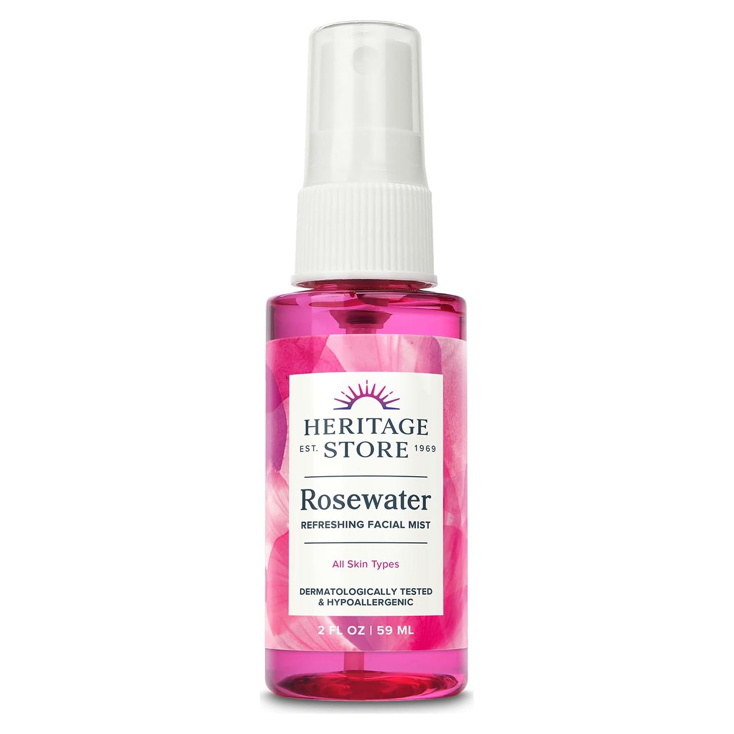 Bruma Facial de Agua de Rosa Heritage Store 60ml - Hidratante Vegano