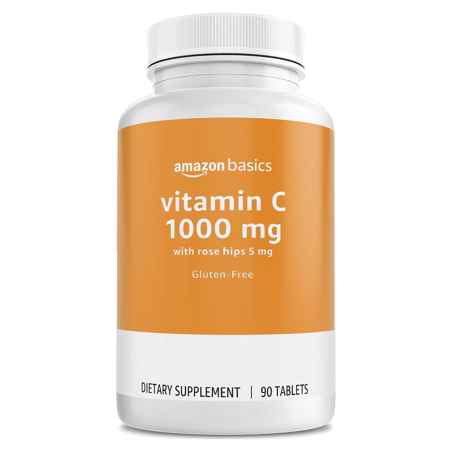 Vitamina C 1000 mg con Rosa Mosqueta 5 mg Amazon Basics 90 tabletas